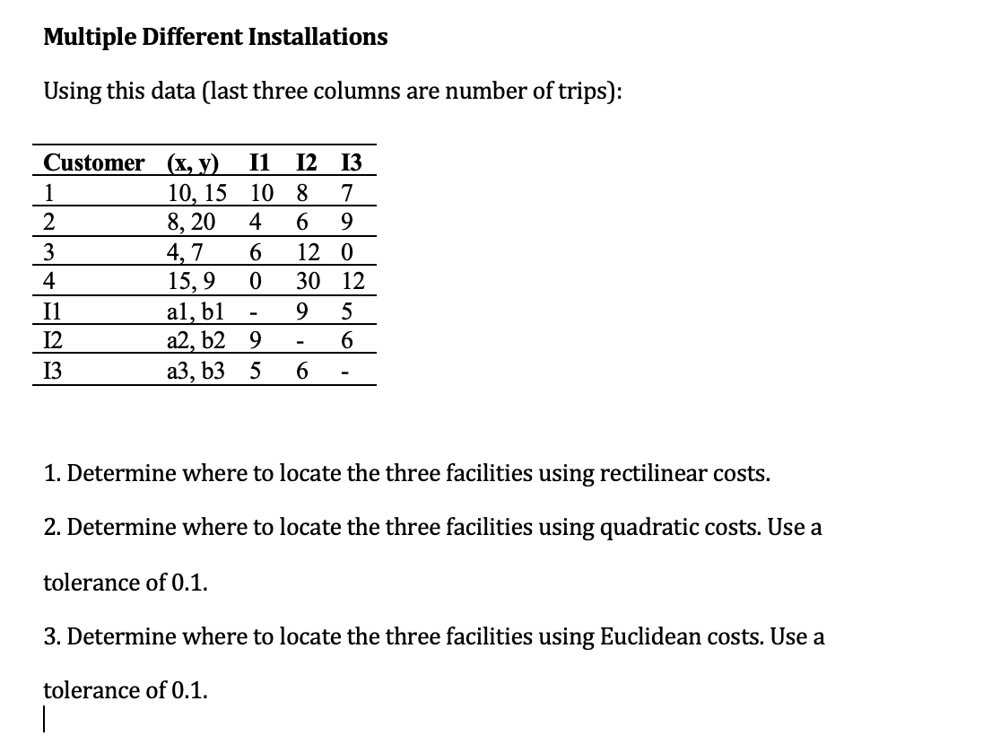  Multiple Different Installations Using this data (last three columns are number