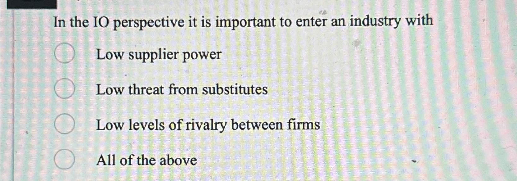  In the IO perspective it is important to enter an industry