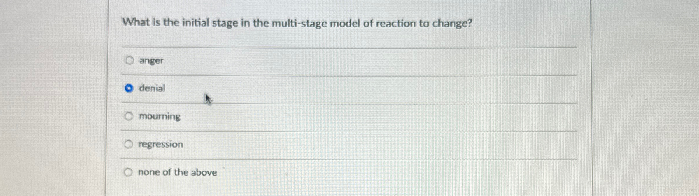  What is the initial stage in the multi-stage model of reaction