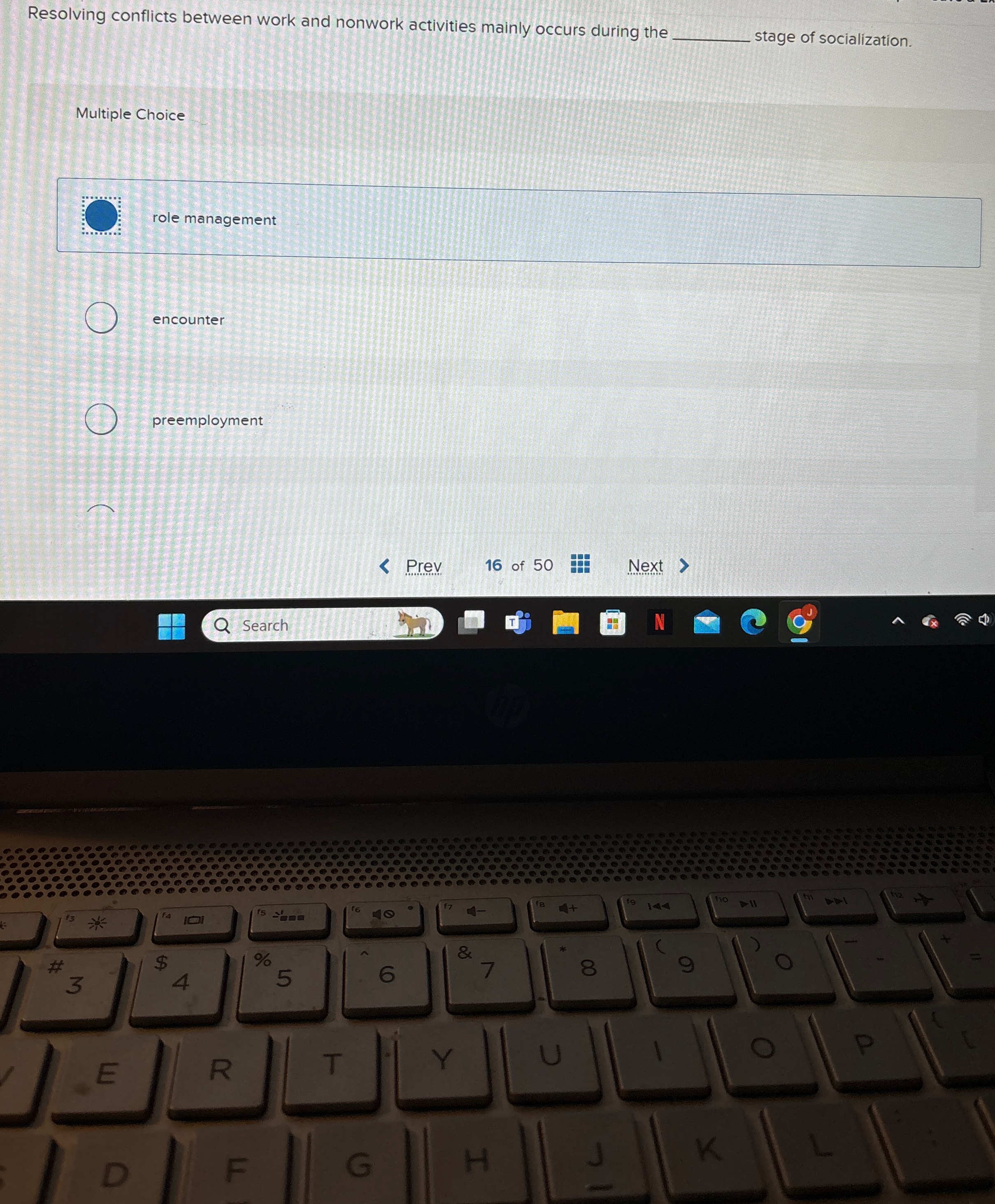  Resolving conflicts between work and nonwork activities mainly occurs during the