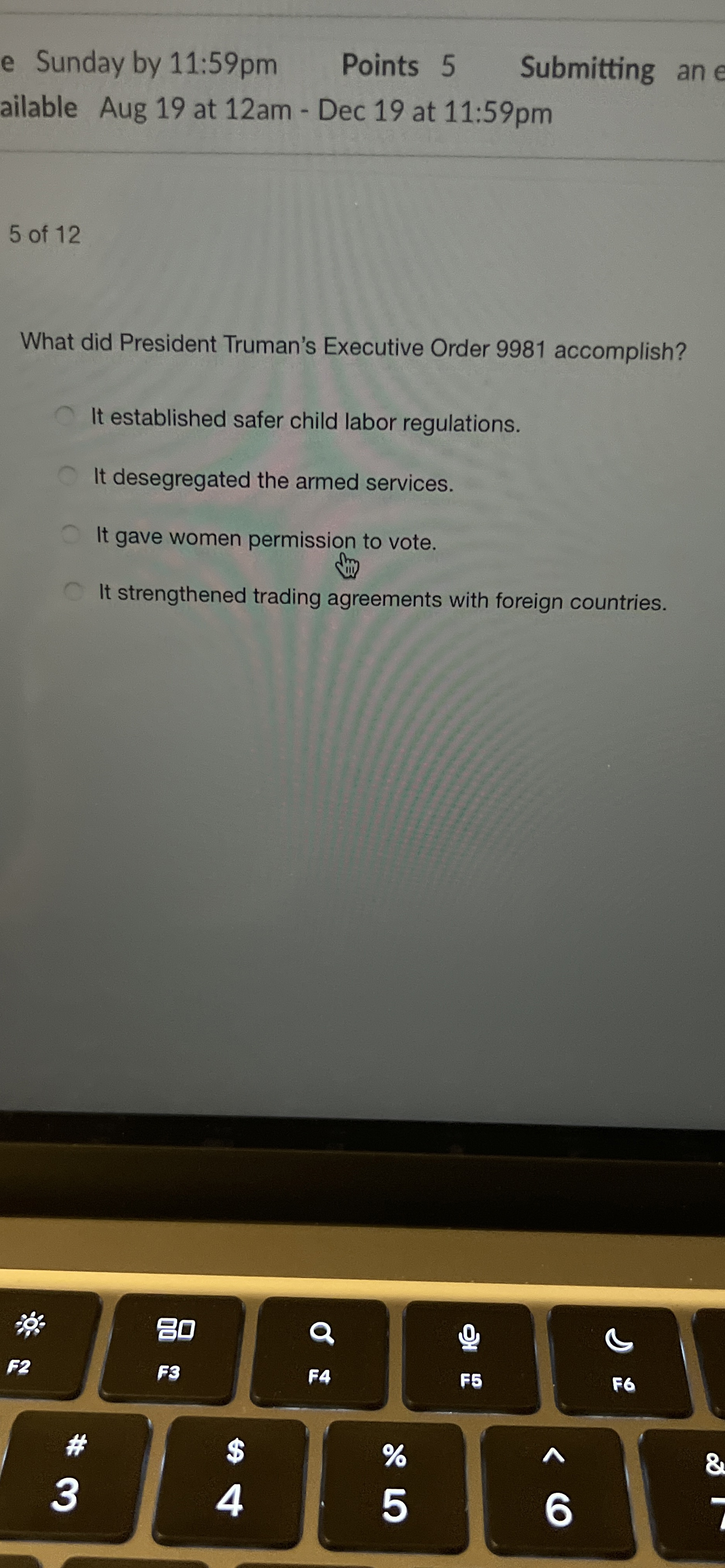  e Sunday by 11:59pm Points 5 Submitting ailable Aug 19 at
