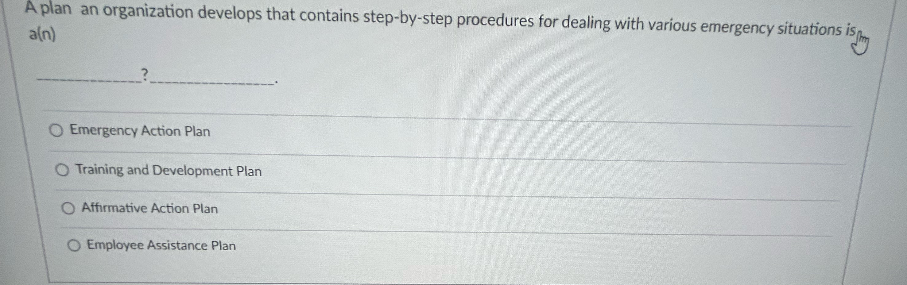  A plan an organization develops that contains step-by-step procedures for dealing
