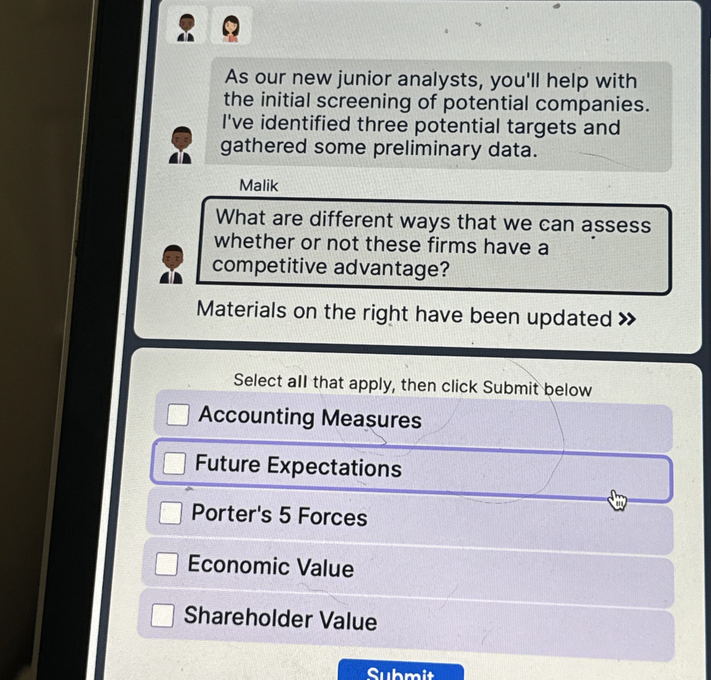  As our new junior analysts, you'll help with the initial screening