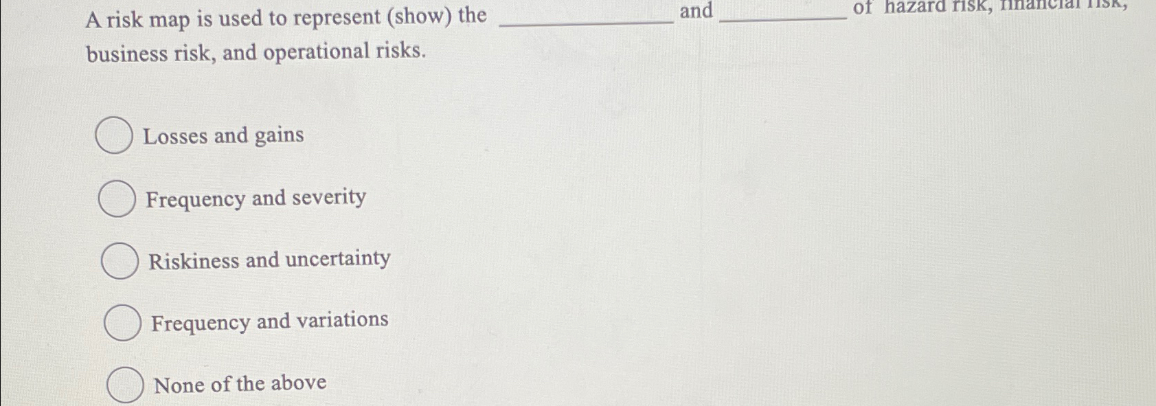  A risk map is used to represent (show) the q, and