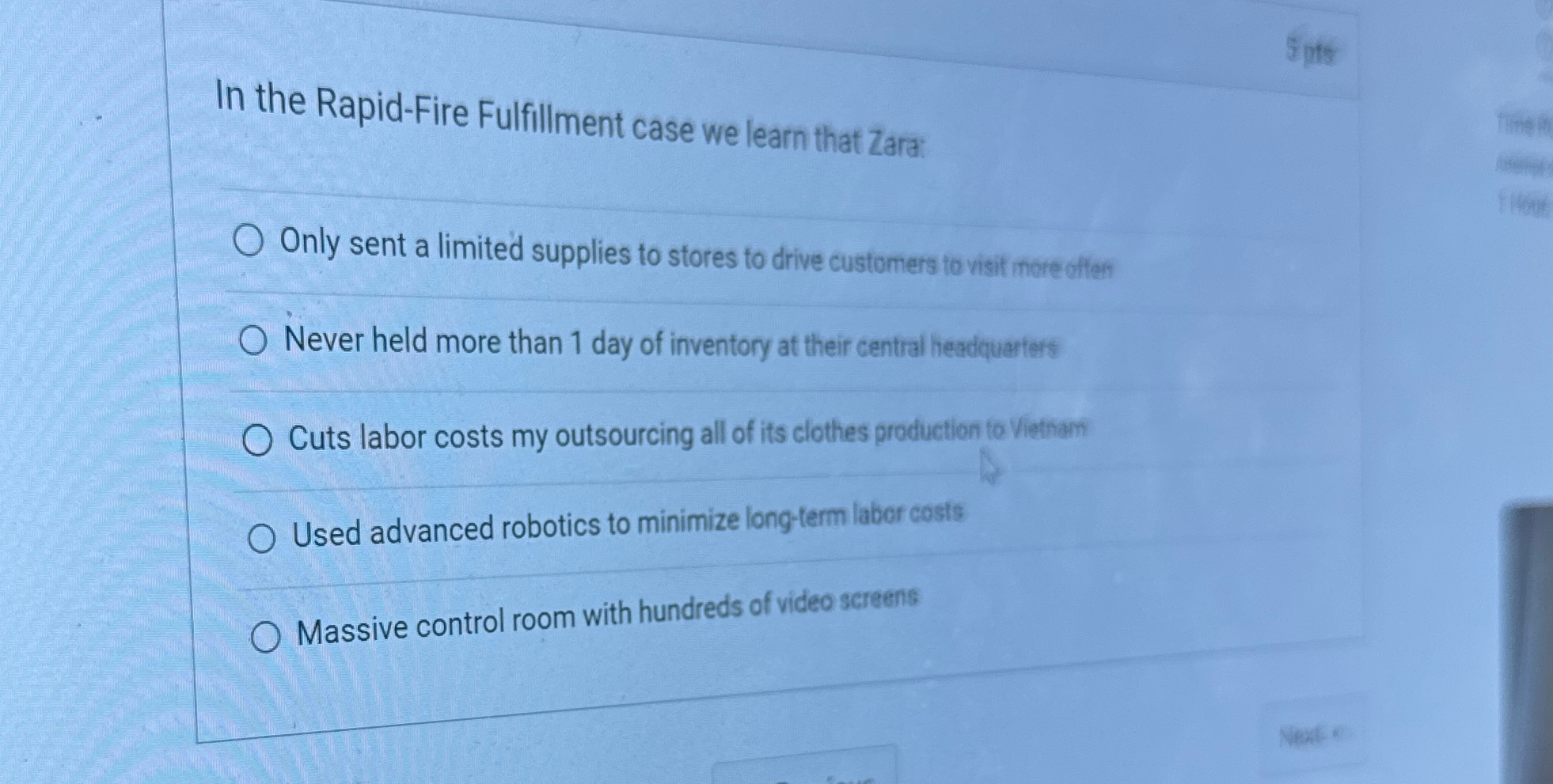  In the Rapid-Fire Fulfillment case we learn that Zara: Only sent