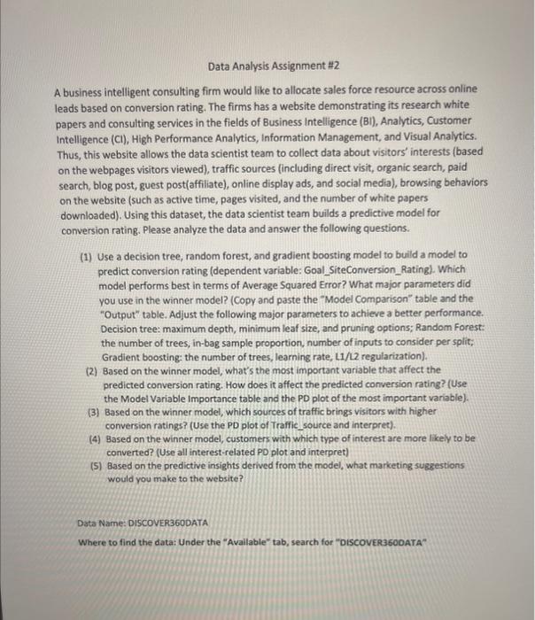  Answer this using sas via for learner. Data Analysis Assignment $2