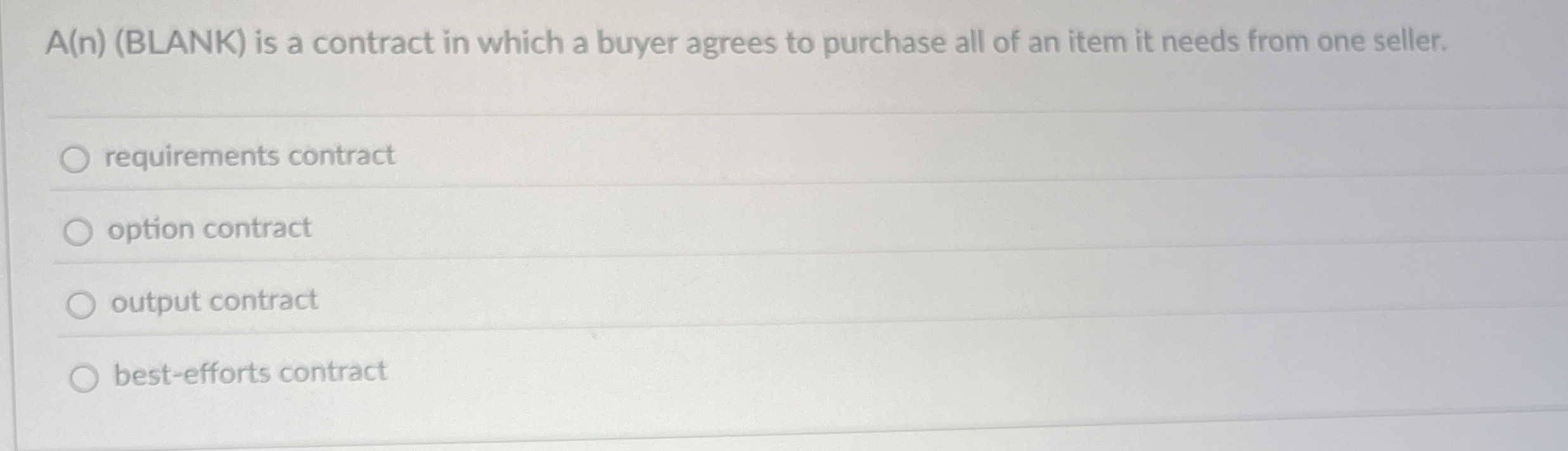  A(n)(BLANK) is a contract in which a buyer agrees to purchase