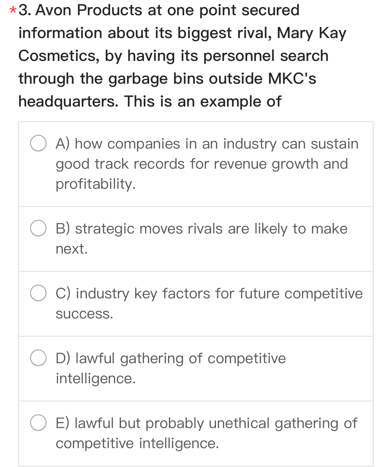  ***3. Avon Products at one point secured information about its biggest