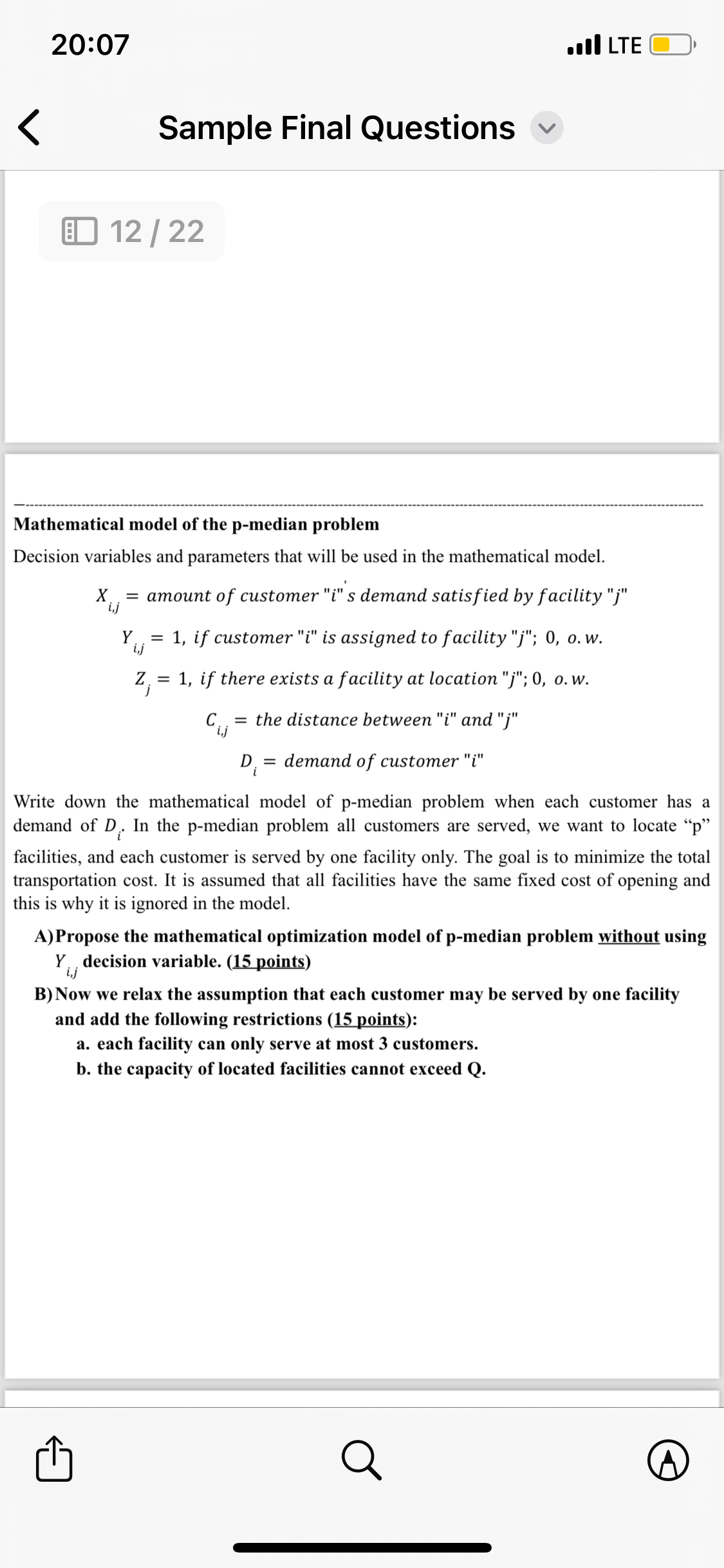  20:07 .II LTE Sample Final Questions 12/22 Mathematical model of the
