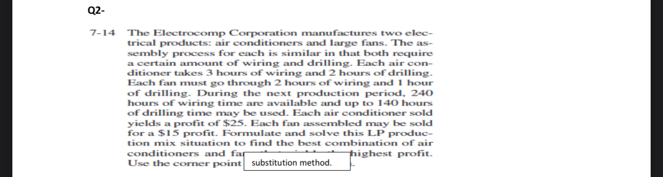  Q2- 7-14 The Electrocomp Corporation manufactures two electrical products: air conditioners