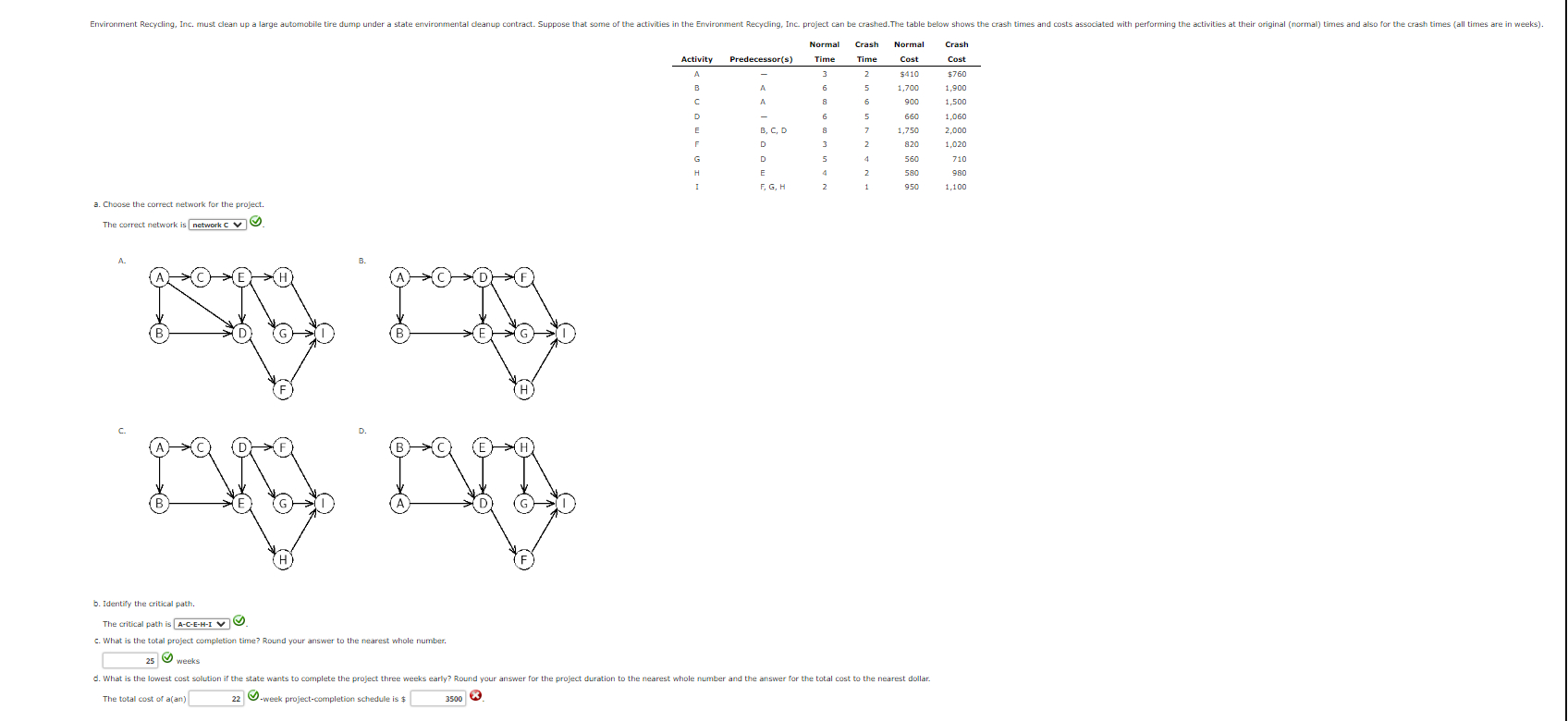  a. Choose the correct network for the project. The correct network