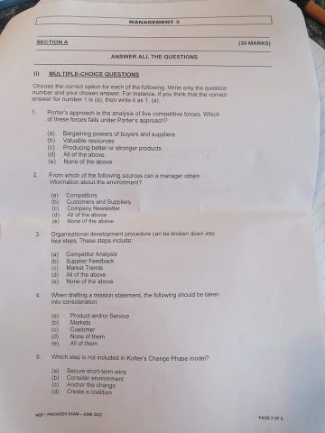  ANSWER ALL THE QUESTIONS (i) MULTIBLE-CHDICE QUFSTIONS number asd your chesen