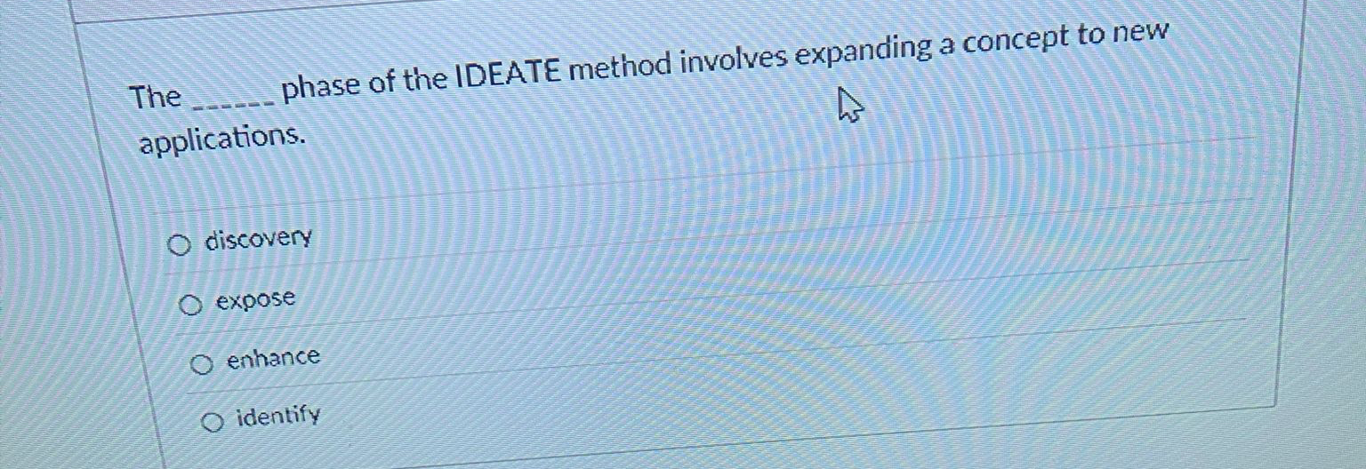  The phase of the IDEATE method involves expanding a concept to
