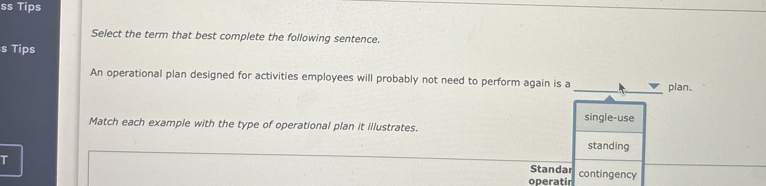  ss Tips s Tips Select the term that best complete the