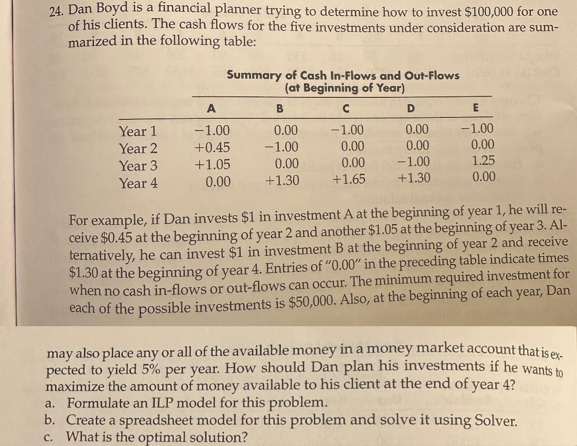  Dan Boyd is a financial planner trying to determine how to