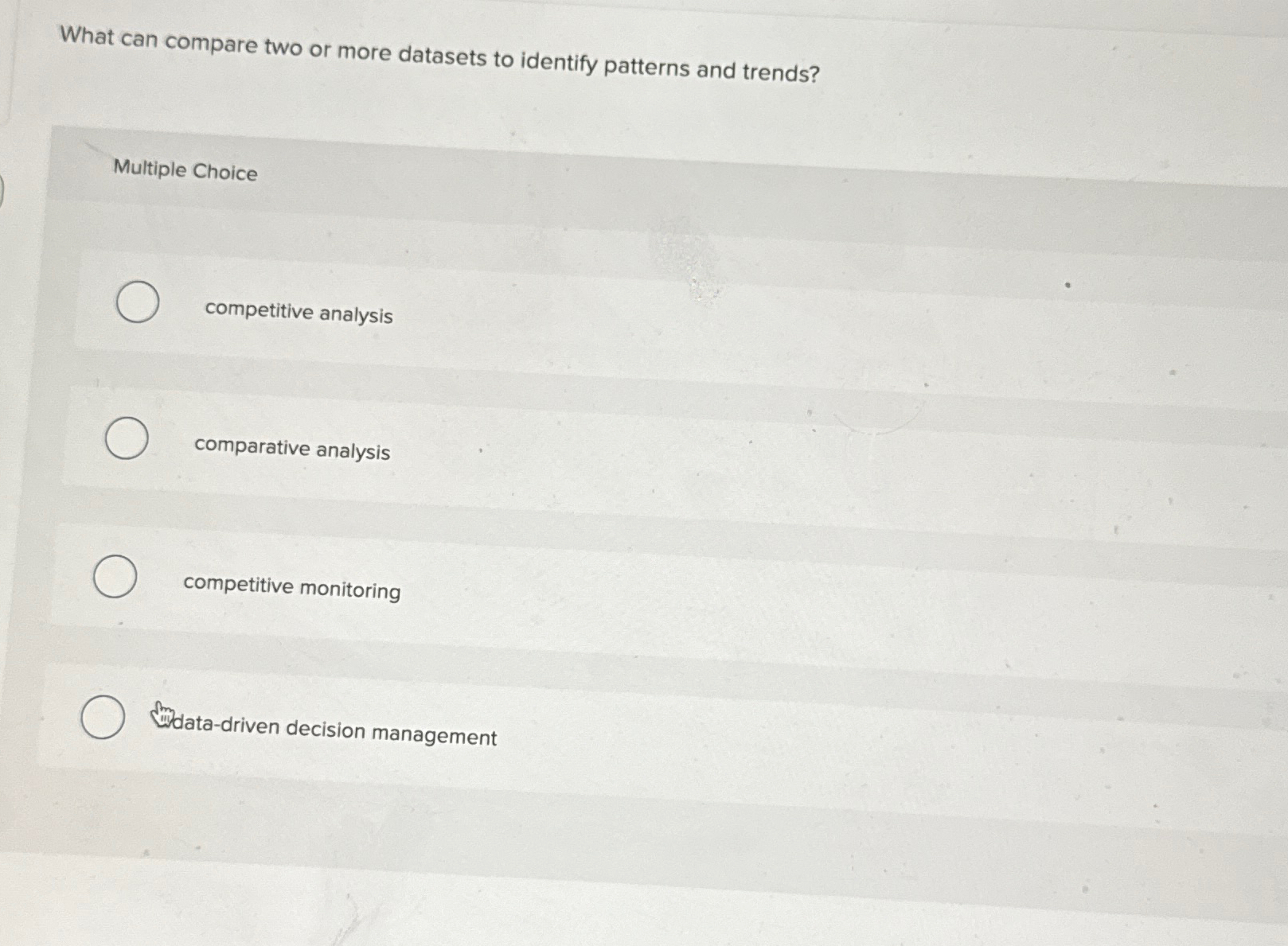  What can compare two or more datasets to identify patterns and