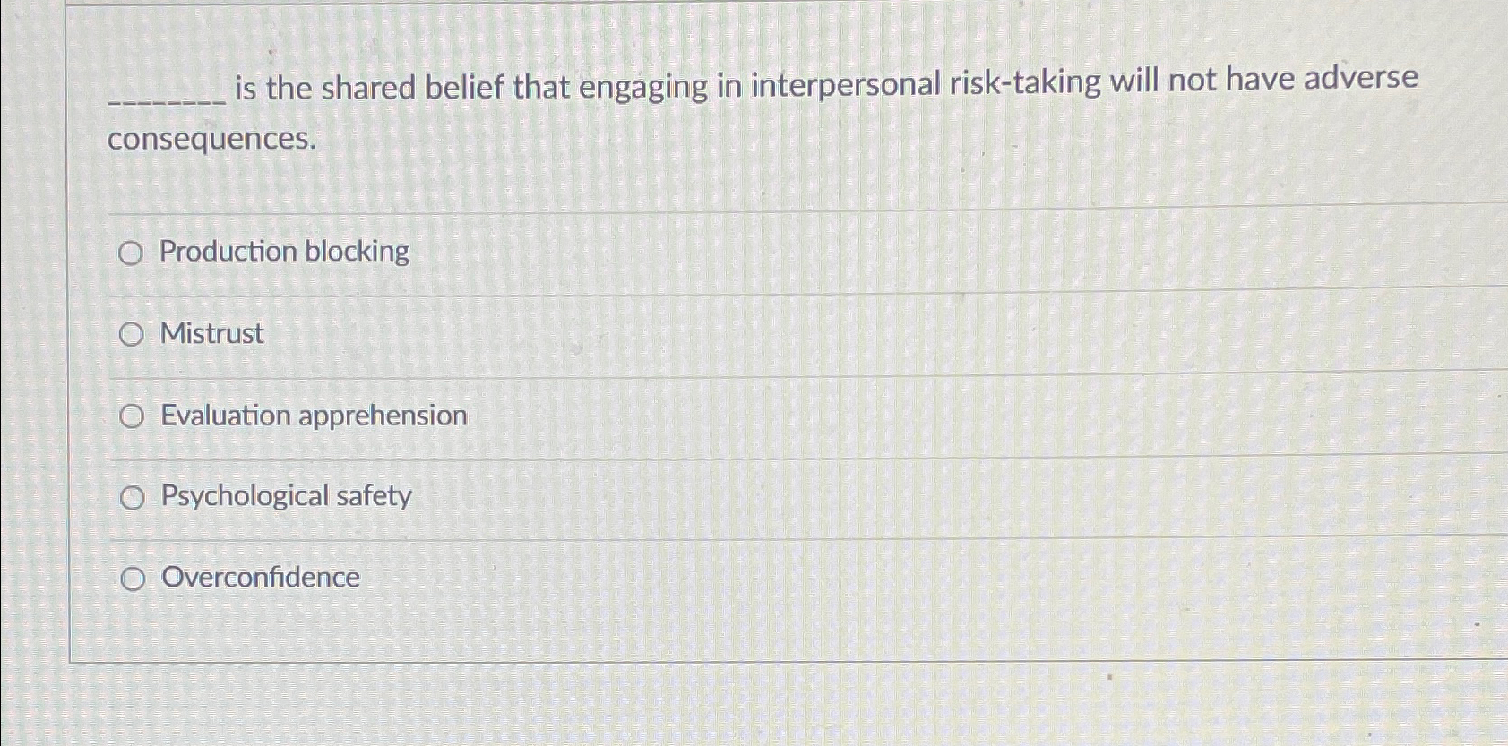  is the shared belief that engaging in interpersonal risk-taking will not