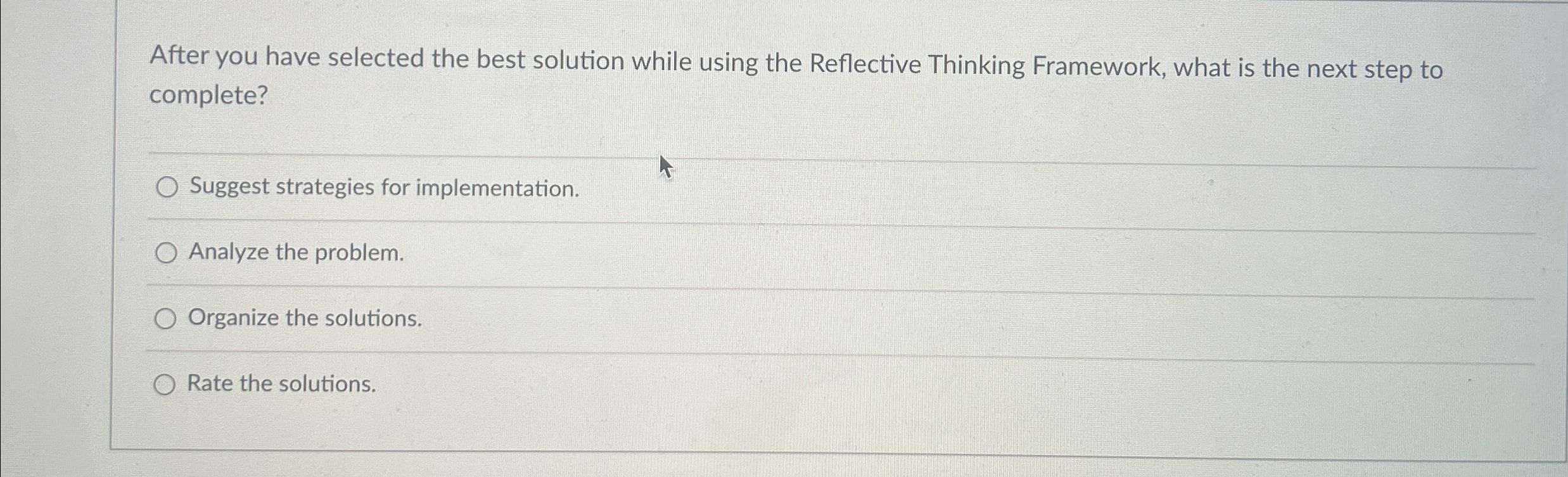  After you have selected the best solution while using the Reflective