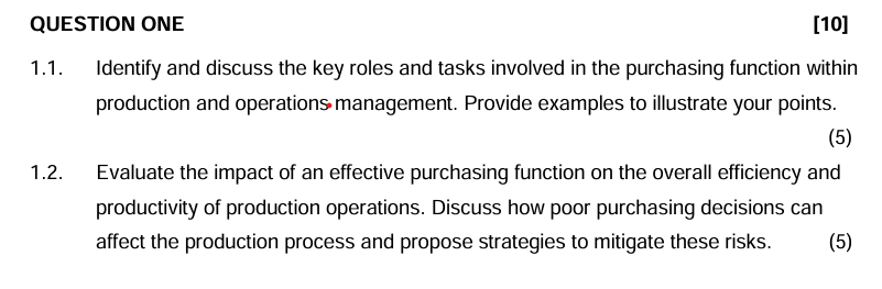  QUESTION ONE 1.1. Identify and discuss the key roles and tasks