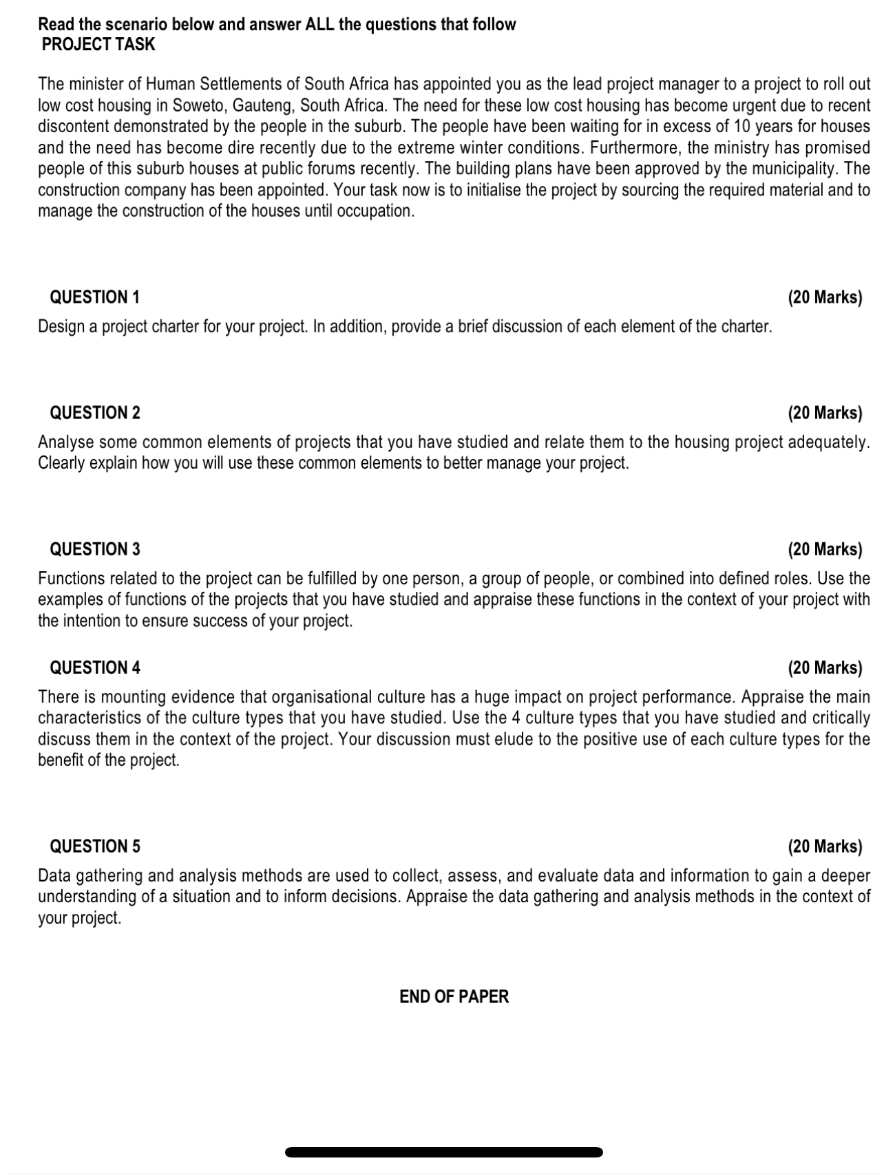  Read the scenario below and answer ALL the questions that follow