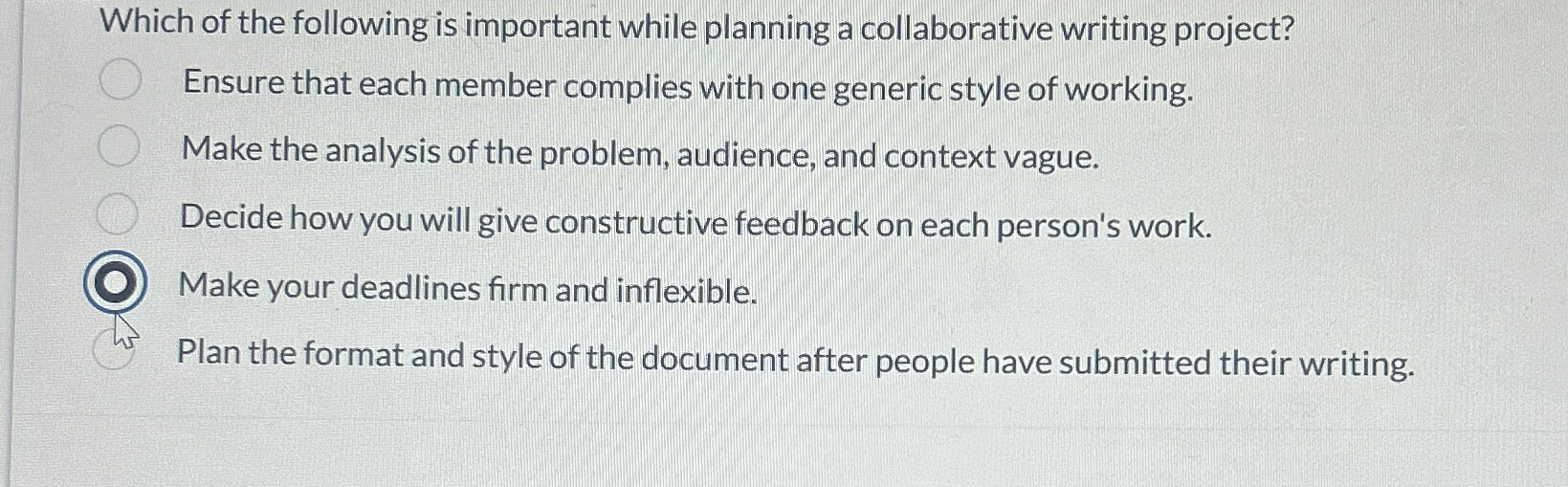  Which of the following is important while planning a collaborative writing