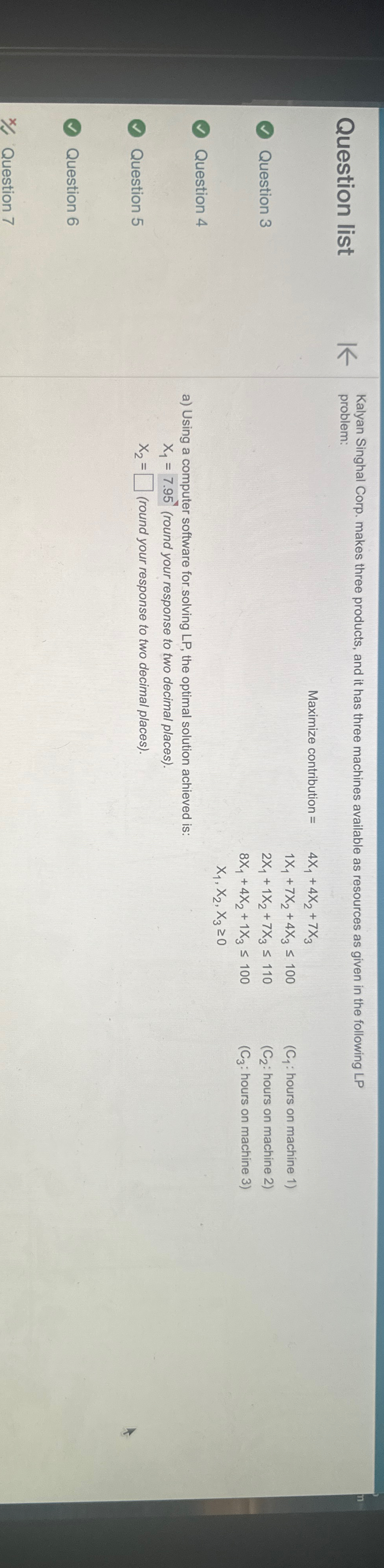  Question list Question 3 Question 4 Question 5 Question 6 Kalyan