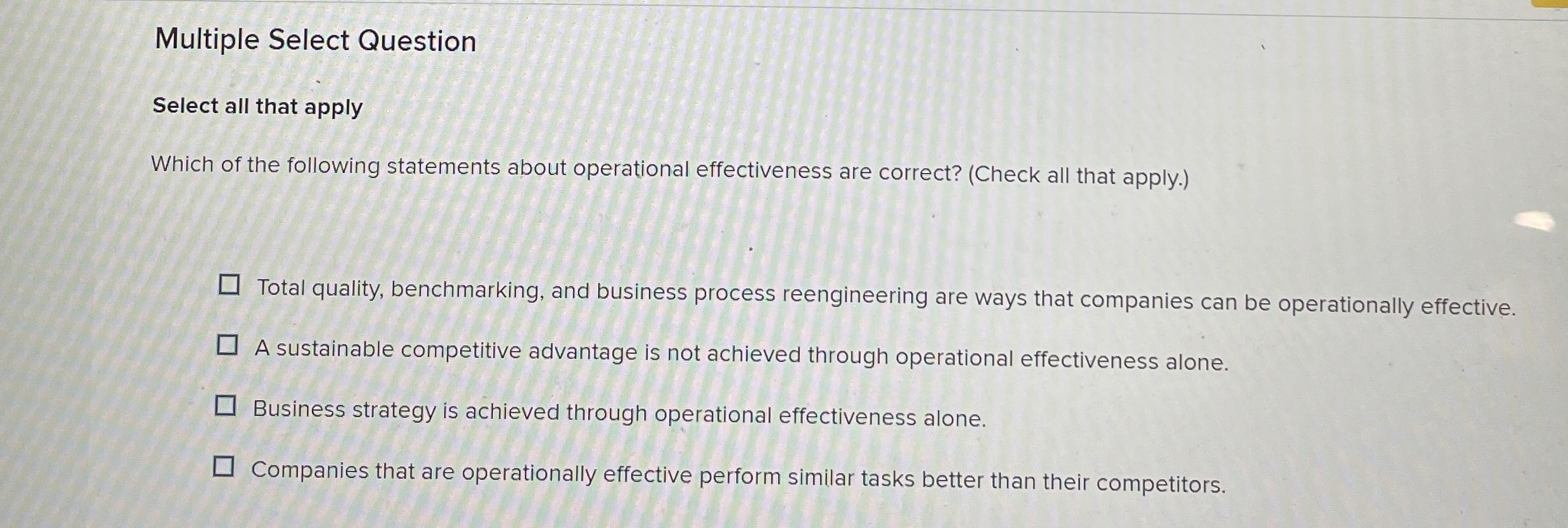  Multiple Select Question Select all that apply Which of the following