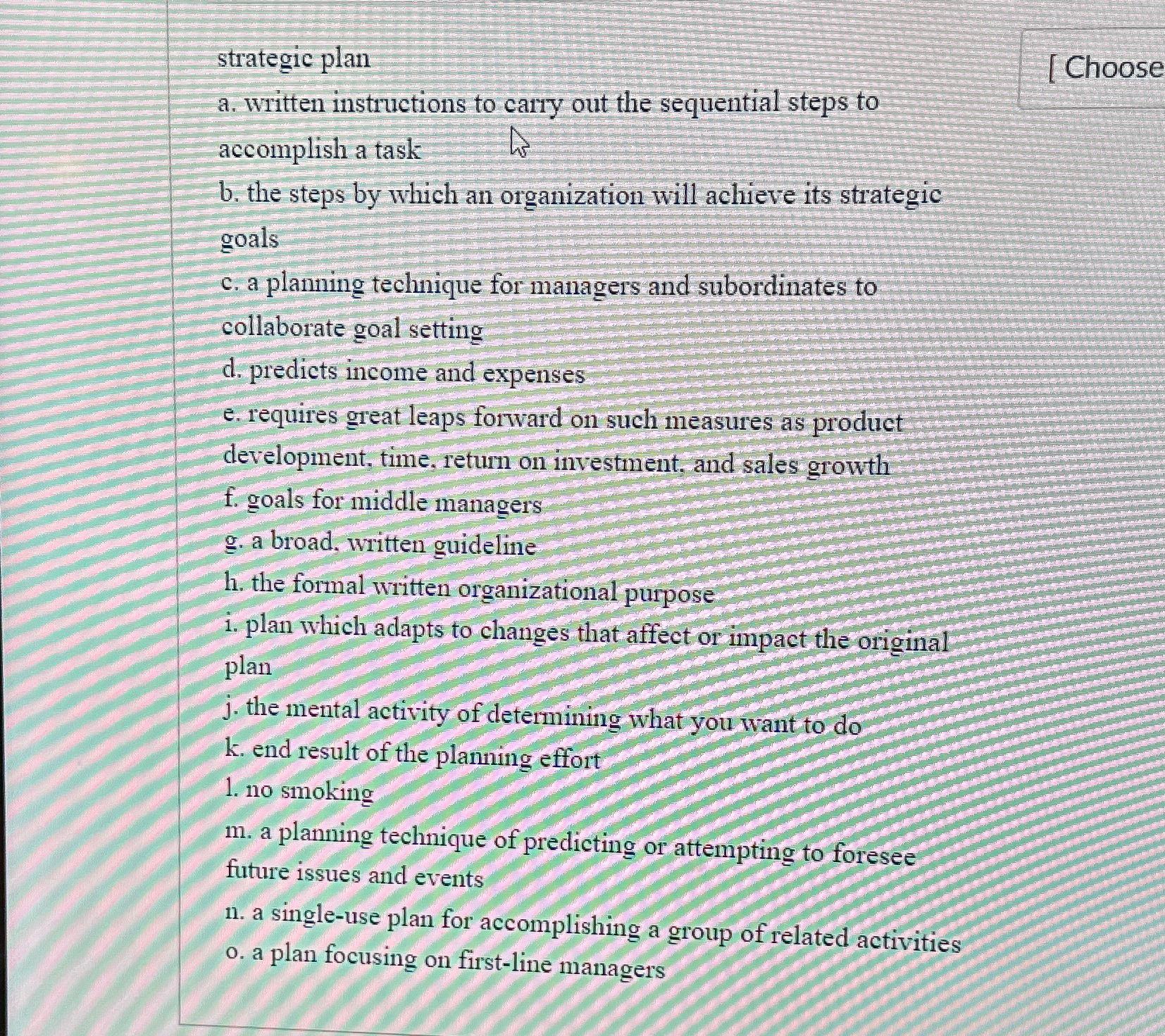  Match these options below with the correct phreses a. written instructions
