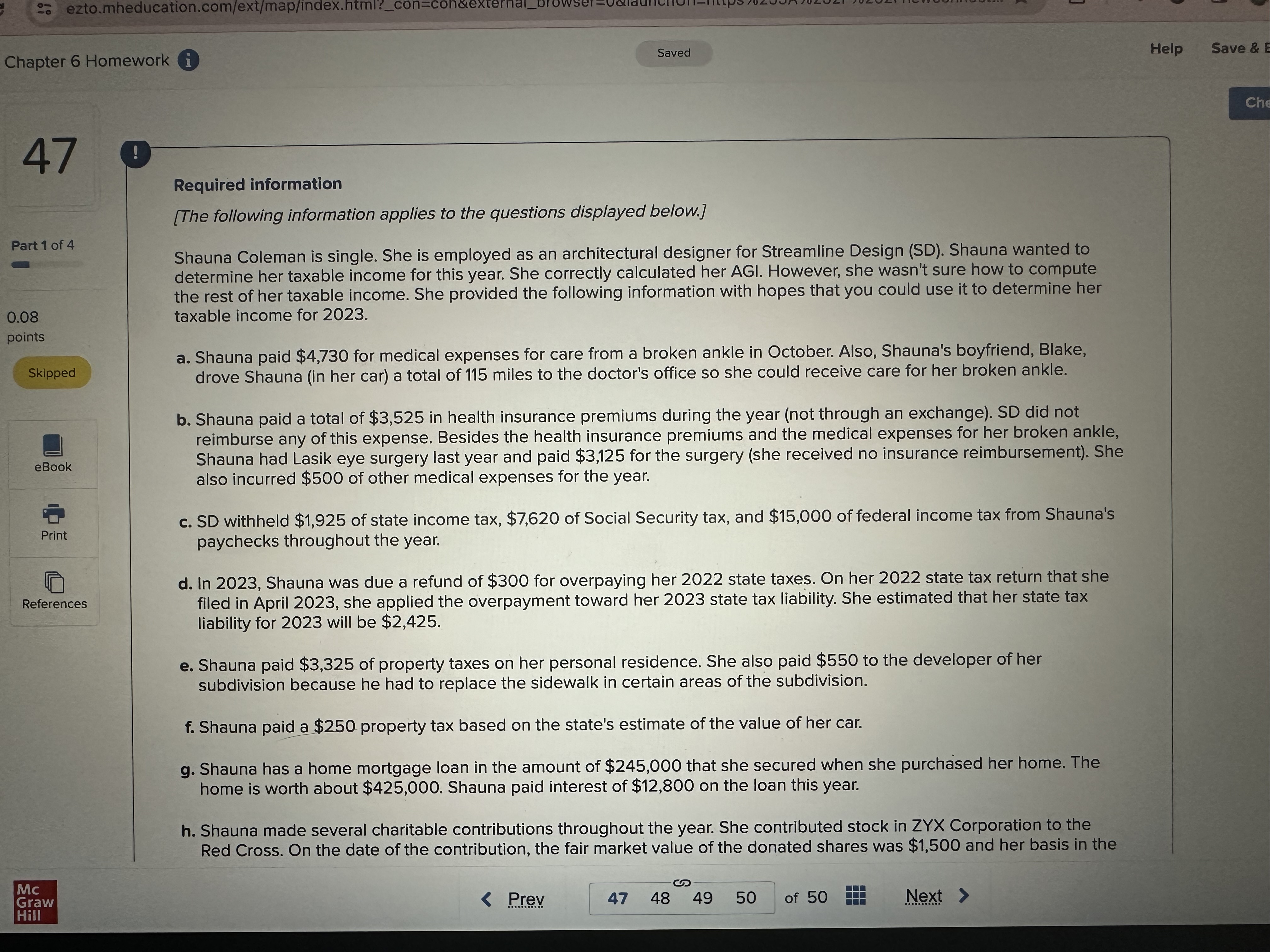  so ezto.mheducation.com/ext/map/index.html?_ Chapter 6 Homework i Saved Help Save & Che
