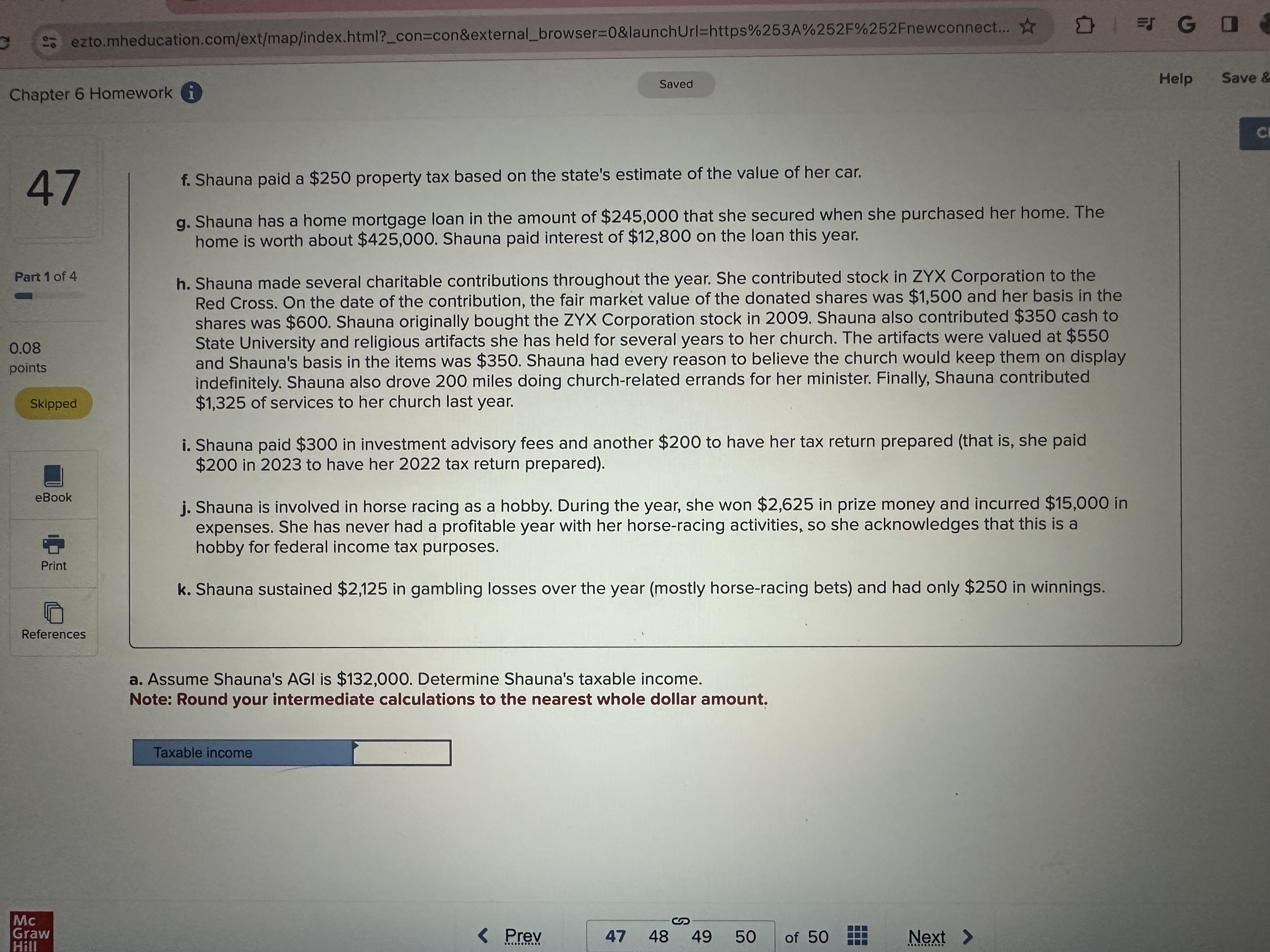 47 Required information [The following information applies to the questions displayed below.]