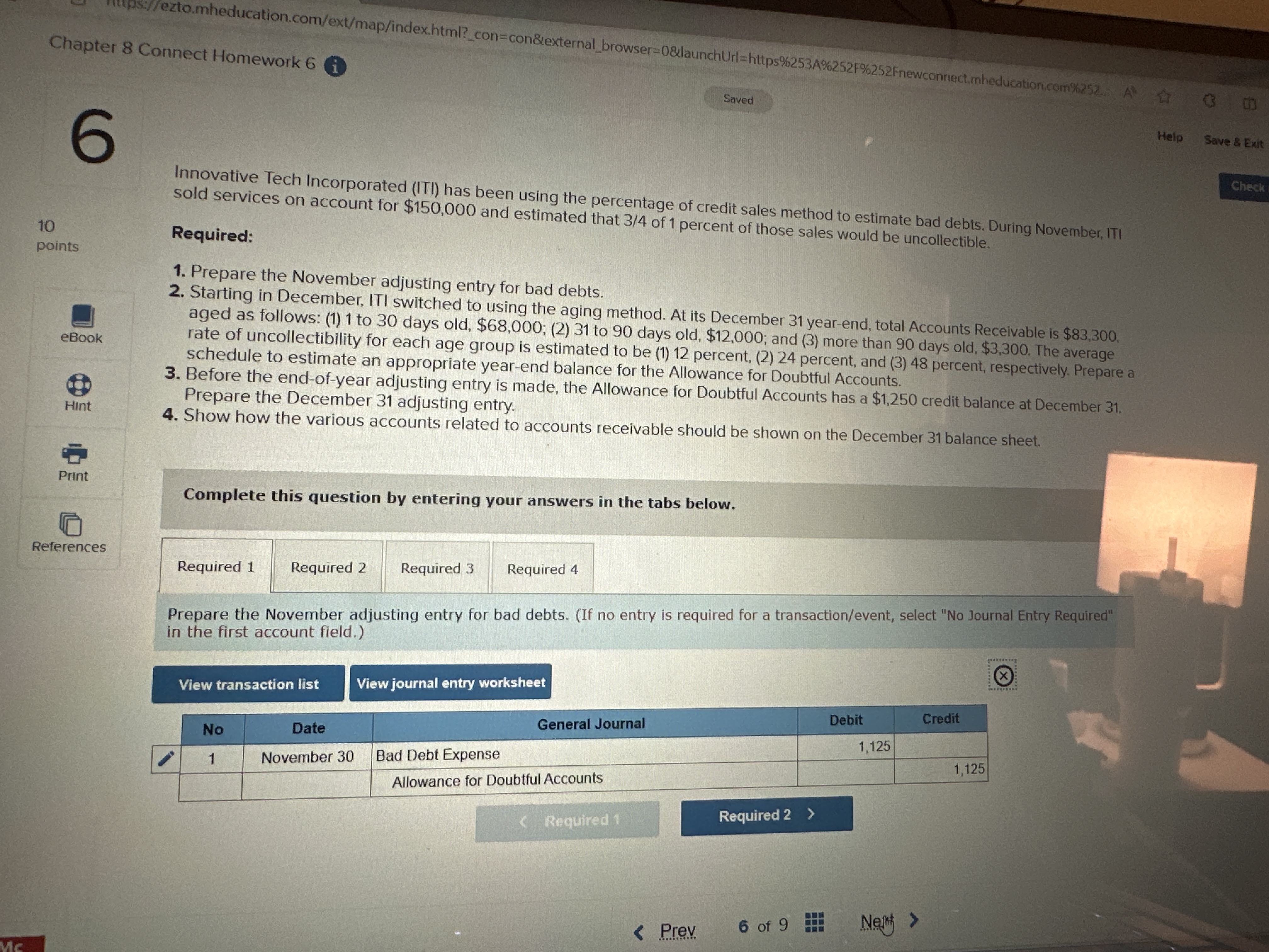  Chapter 8 Connect Homework 6 //ezto.mheducation.com/ext/map/index.html?_con=con&external_browser=0&launchUrl=https%253A%252F%252Fnewconnect.mheducation.com9%252. A Saved Help 6 Save
