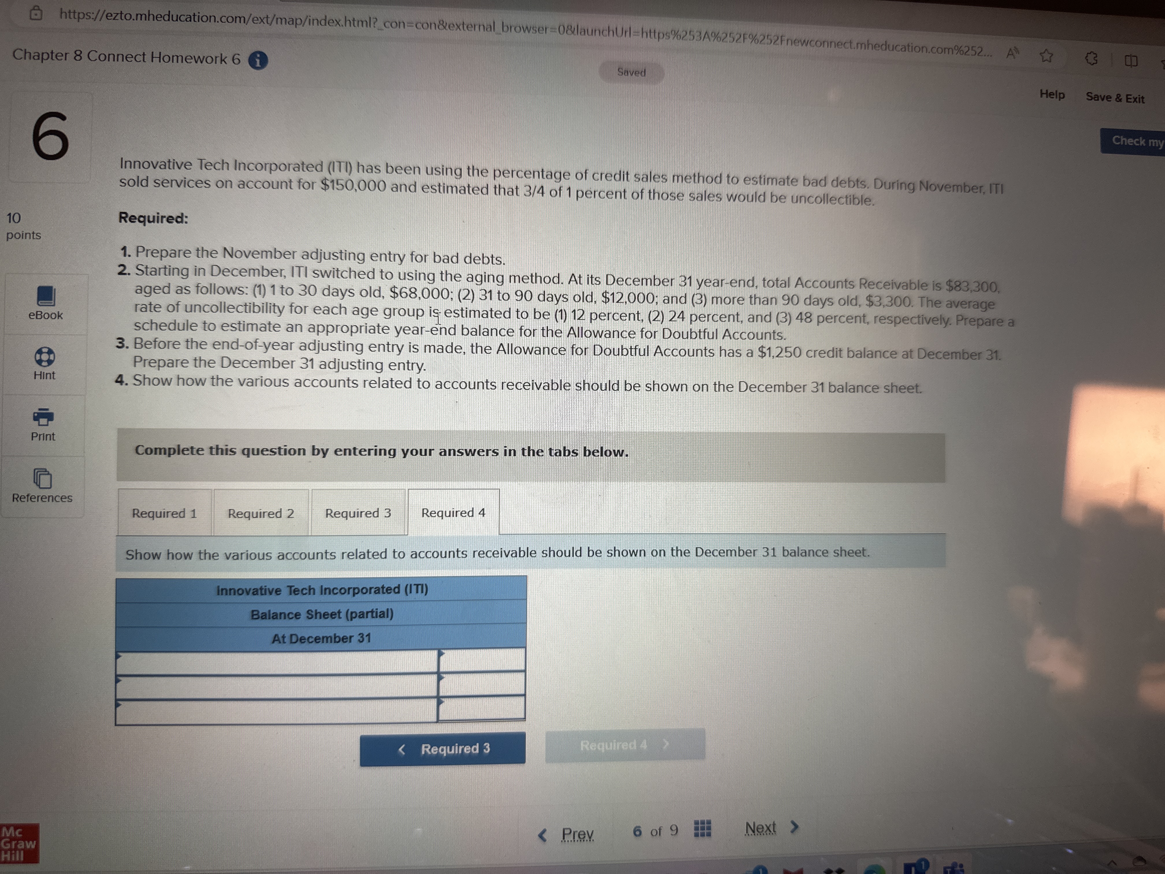 services on account for $150,000 and estimated that 3/4 of 1 percent