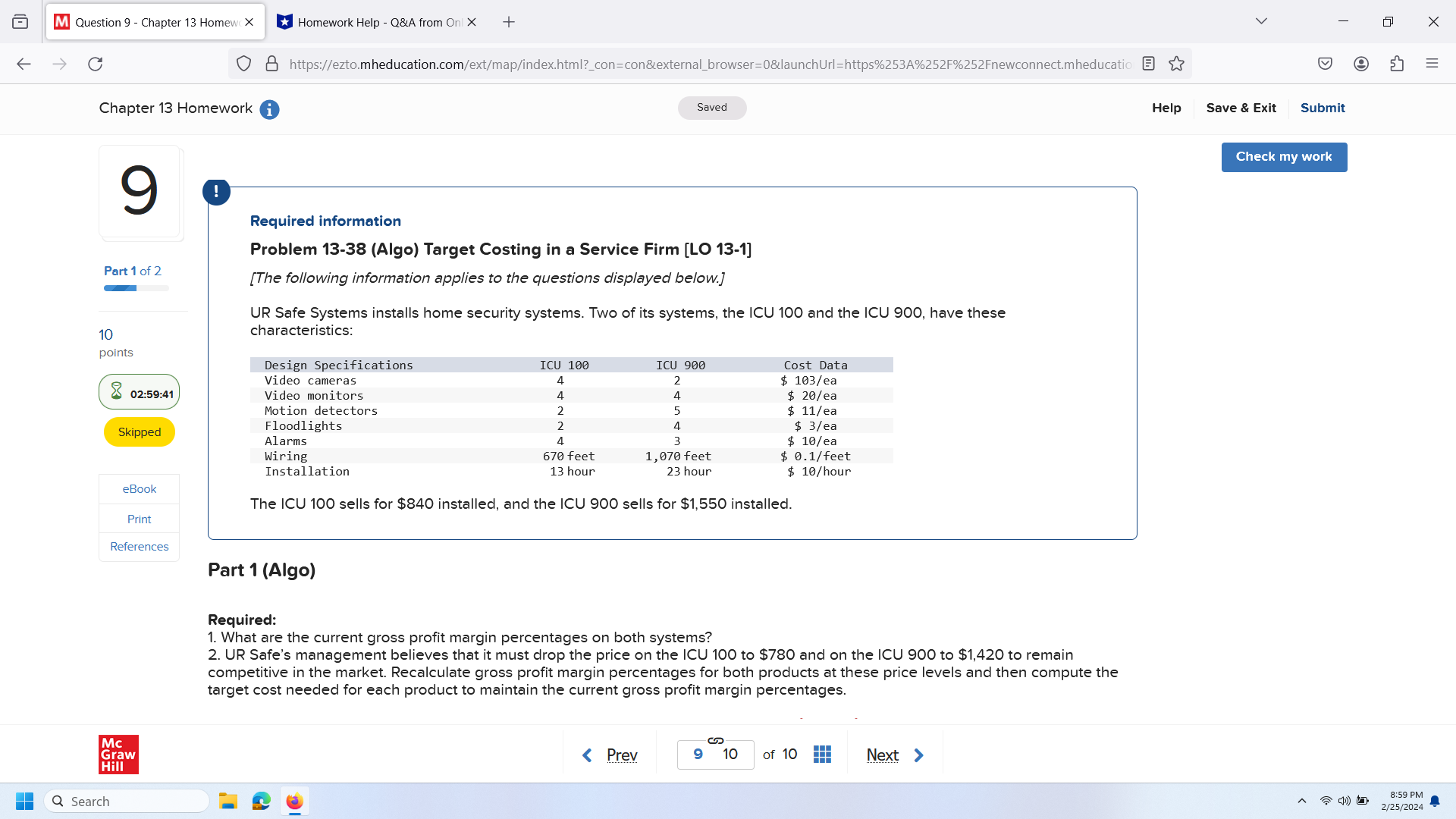 Answer these questions below. Thank you! G M Question 9 - Chapter