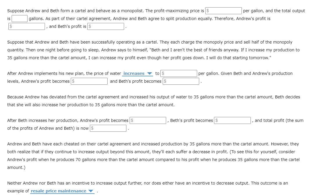 Pricing, Resale Price Maintenance 6. Breakdown of a cartel agreement Consider a