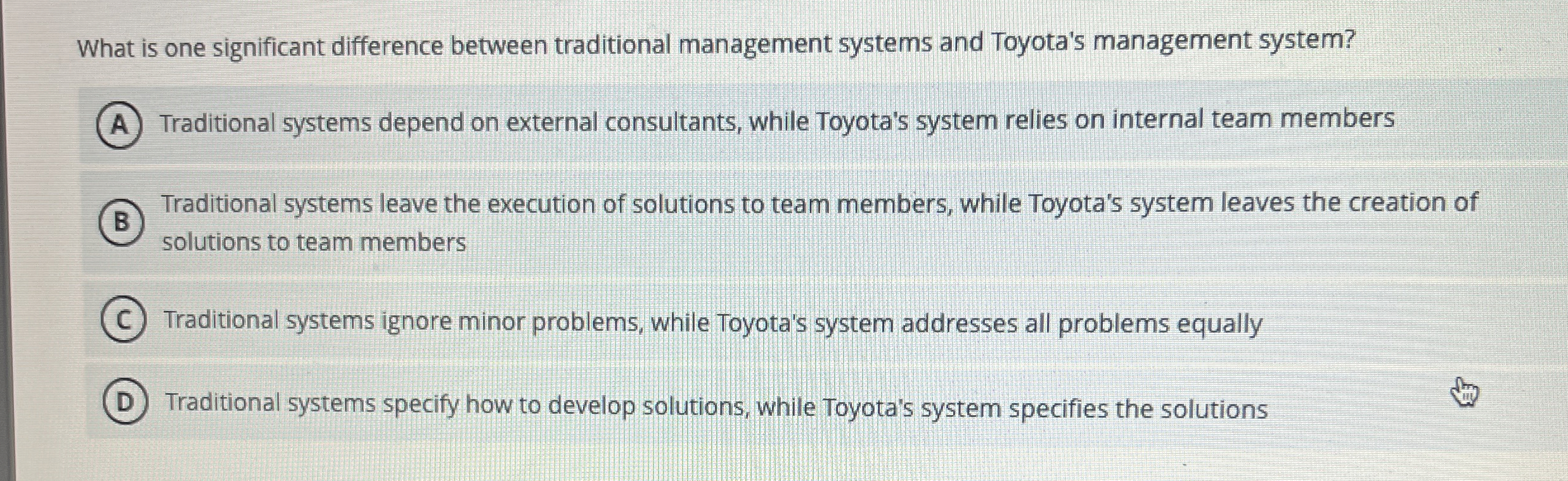  What is one significant difference between traditional management systems and Toyota's