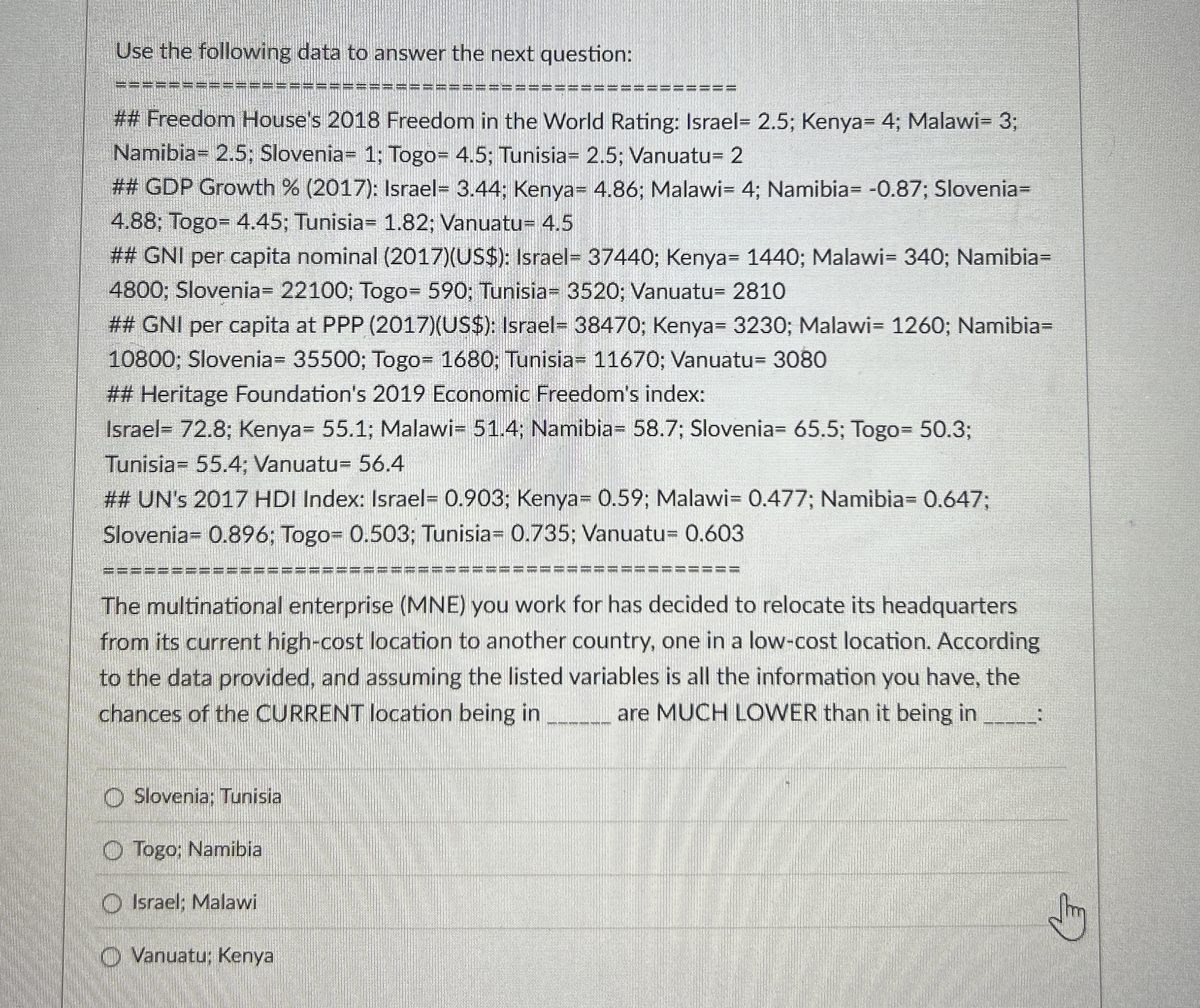  Use the following data to answer the next question: ## Freedom