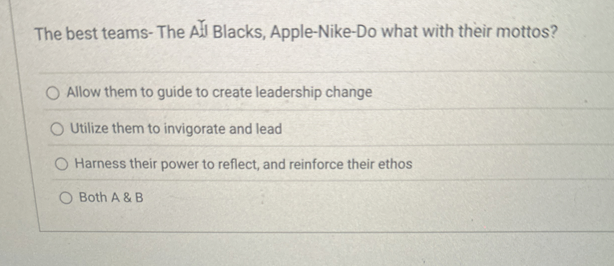  The best teams-The AfI Blacks, Apple-Nike-Do what with their mottos? Allow