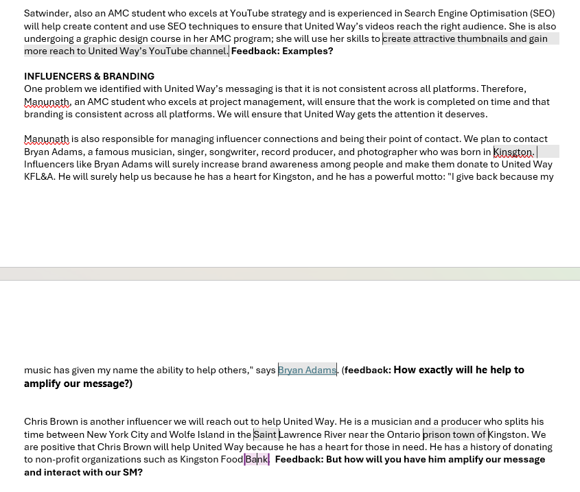 Answer all the feedback given. SOLUTION After carefully examining United Way