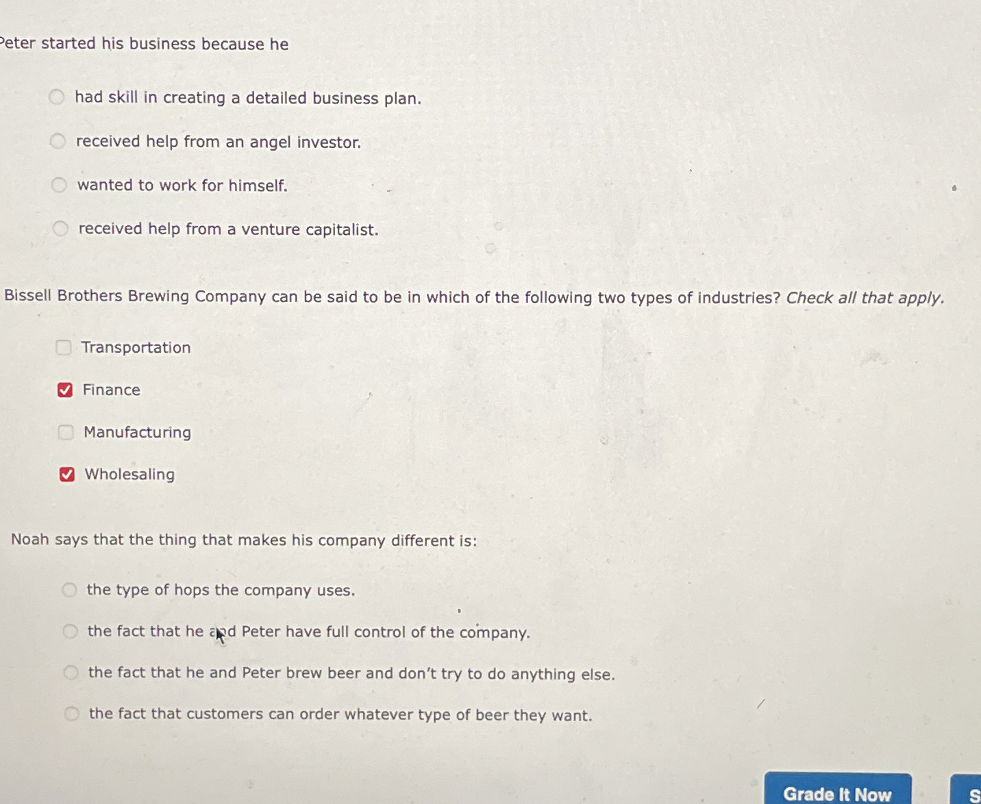  eter started his business because he had skill in creating a