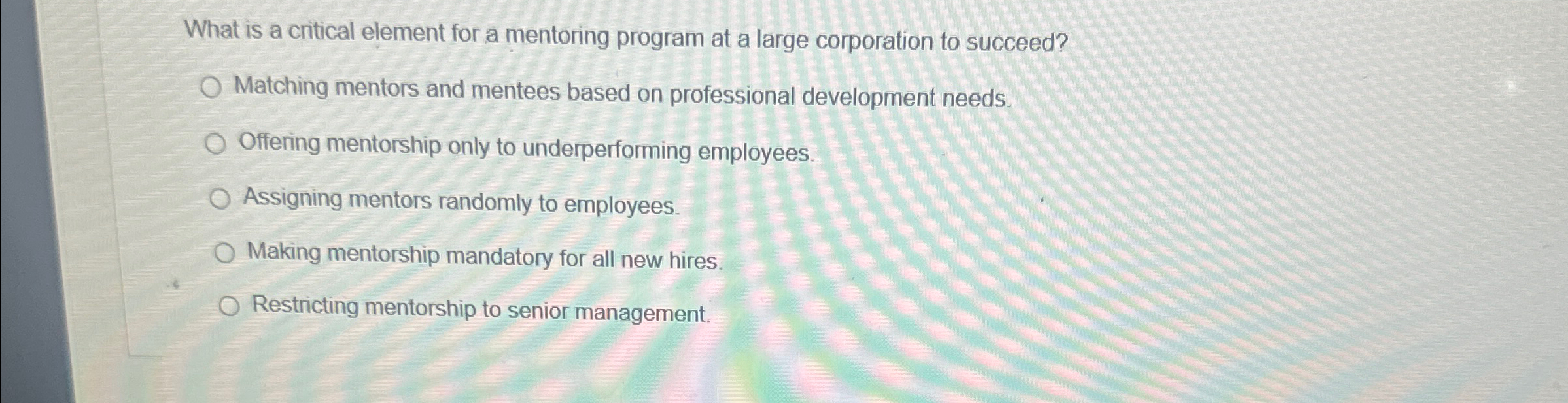  What is a critical element for a mentoring program at a