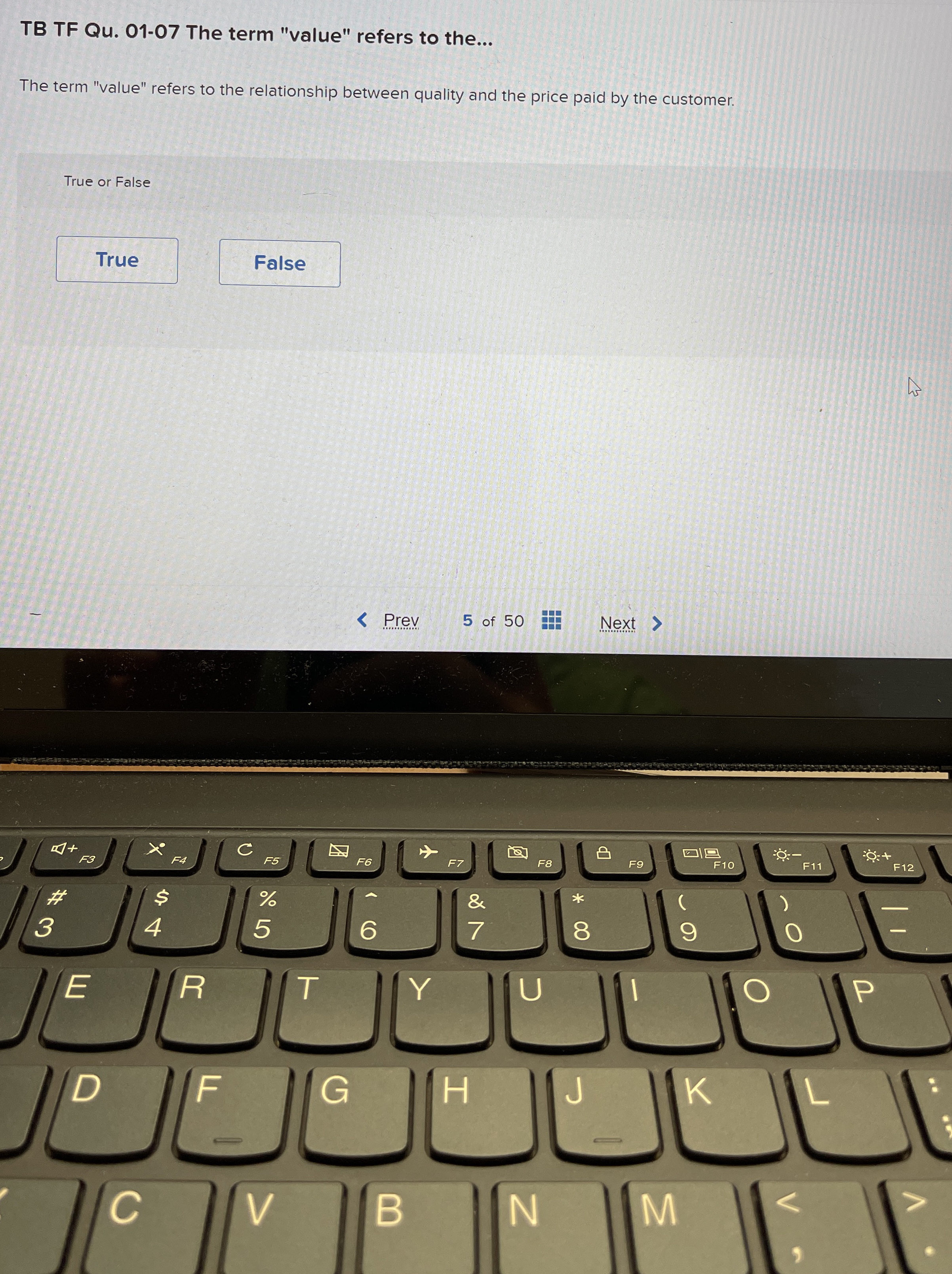  TB TF Qu.01-07 The term "value" refers to the... The term