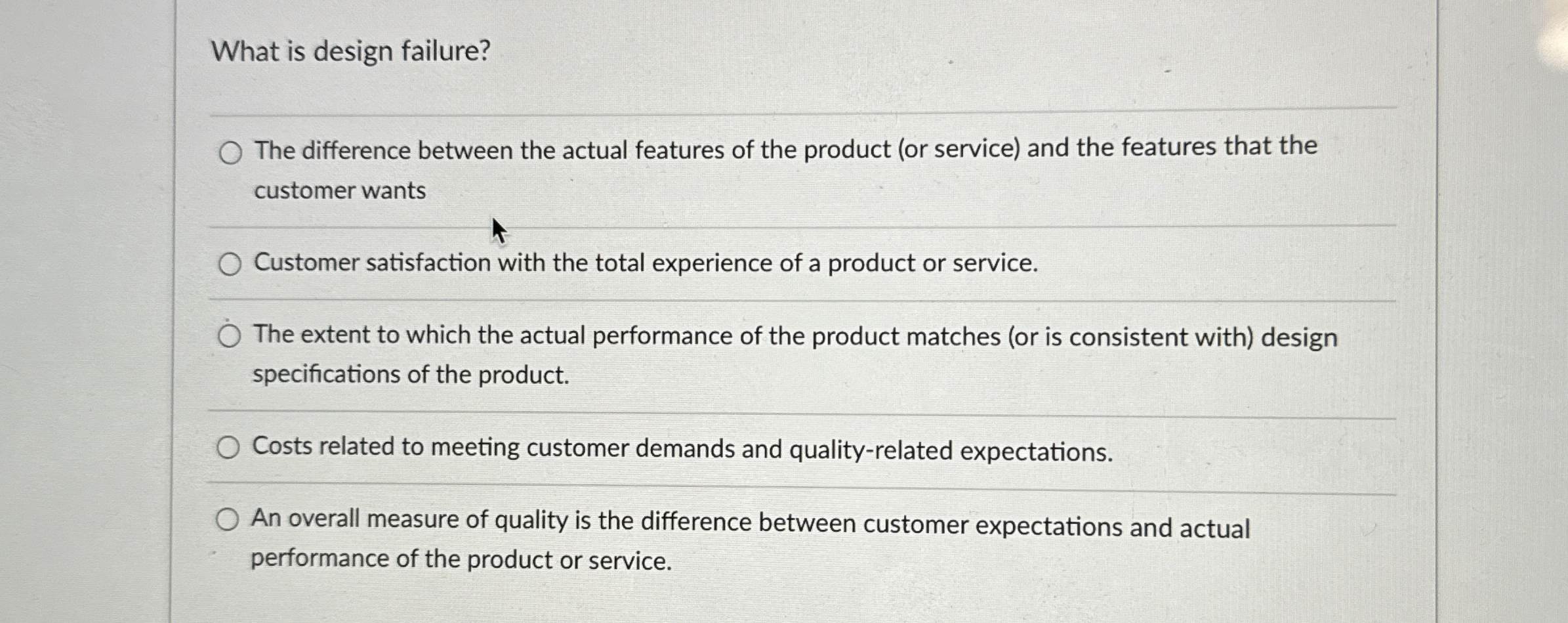  What is design failure? The difference between the actual features of