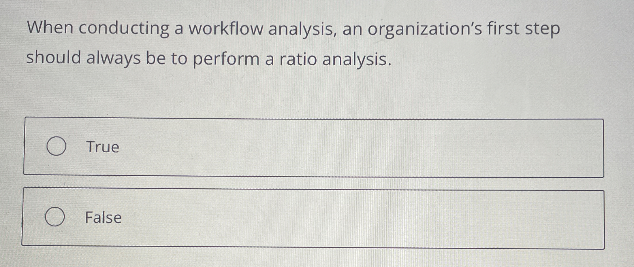  When conducting a workflow analysis, an organization's first step should always