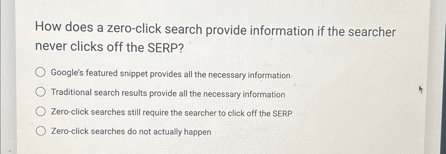  How does a zero-click search provide information if the searcher never
