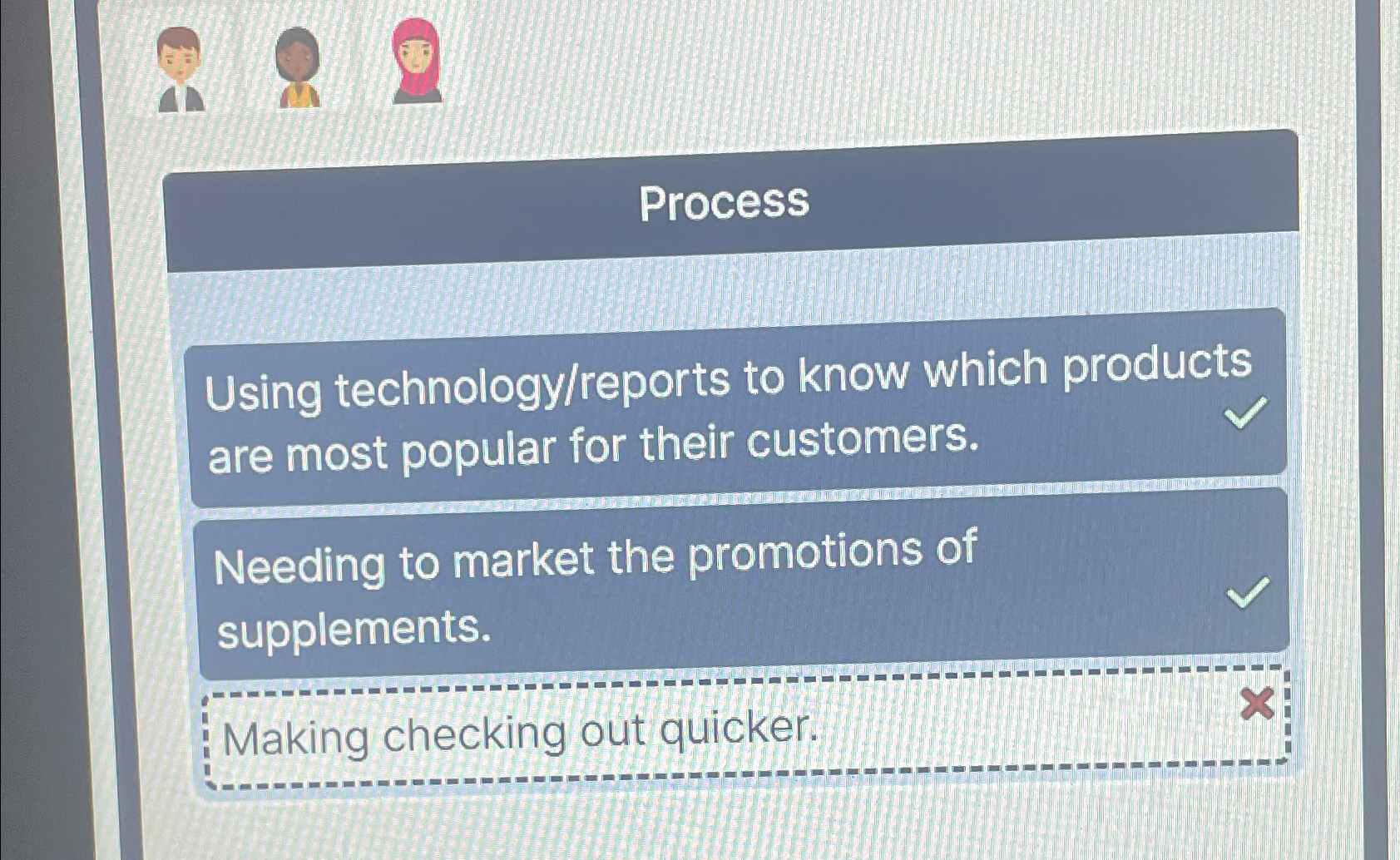  Process Using technology/reports to know which products are most popular for