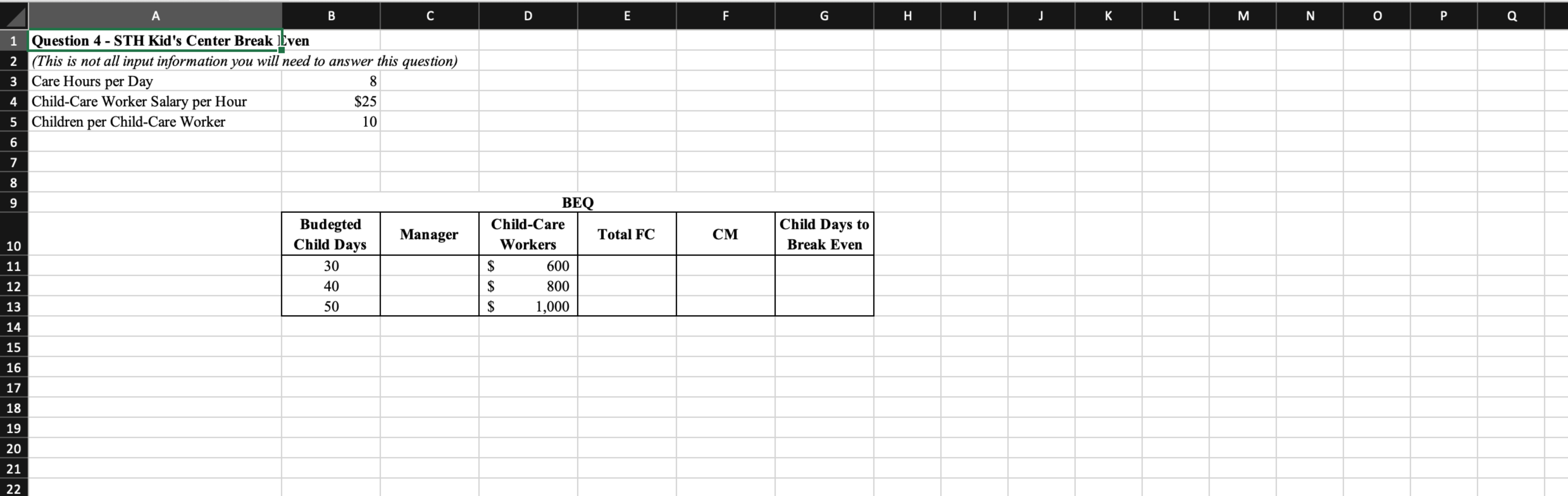  Question 4(4 points): As STHs finance manager, you have been asked