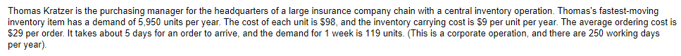 A) What is the EOQ? B) What is the average inventory if