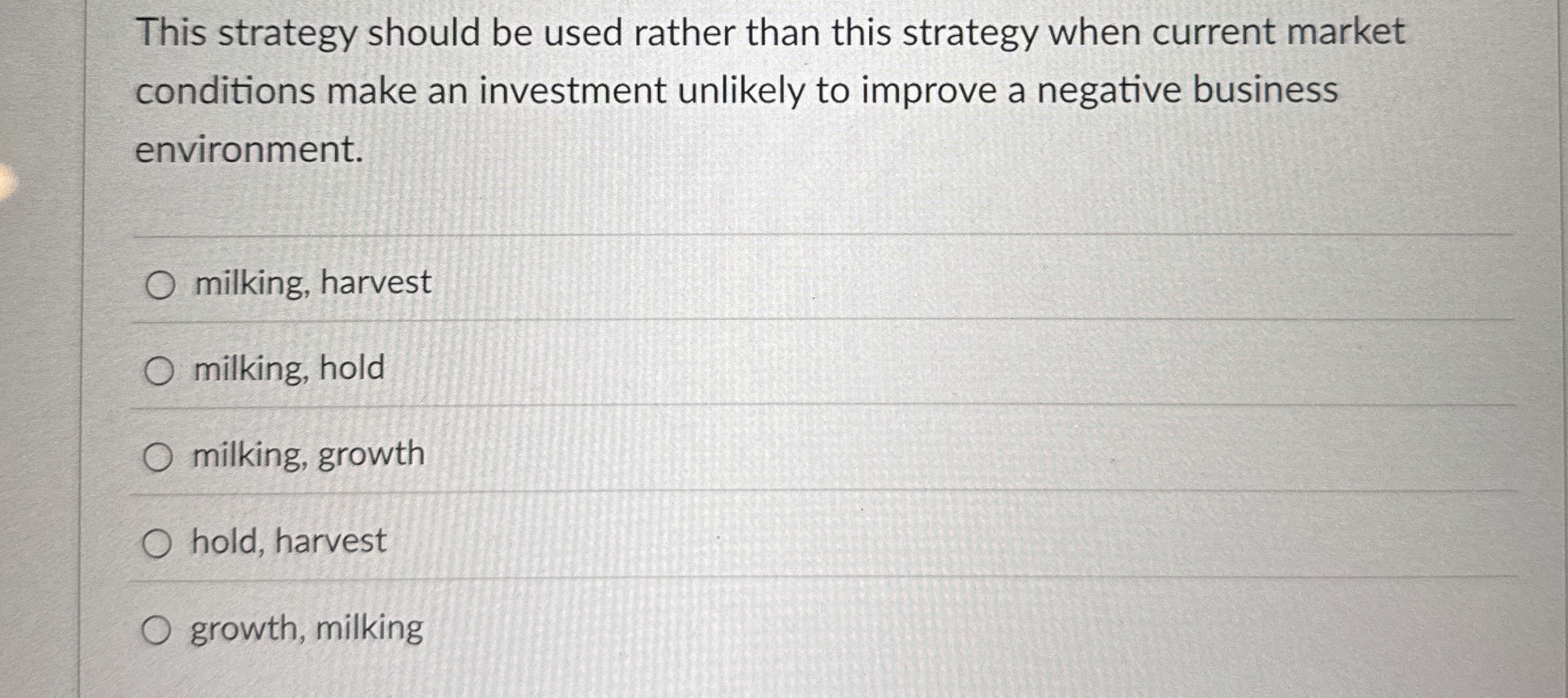  This strategy should be used rather than this strategy when current