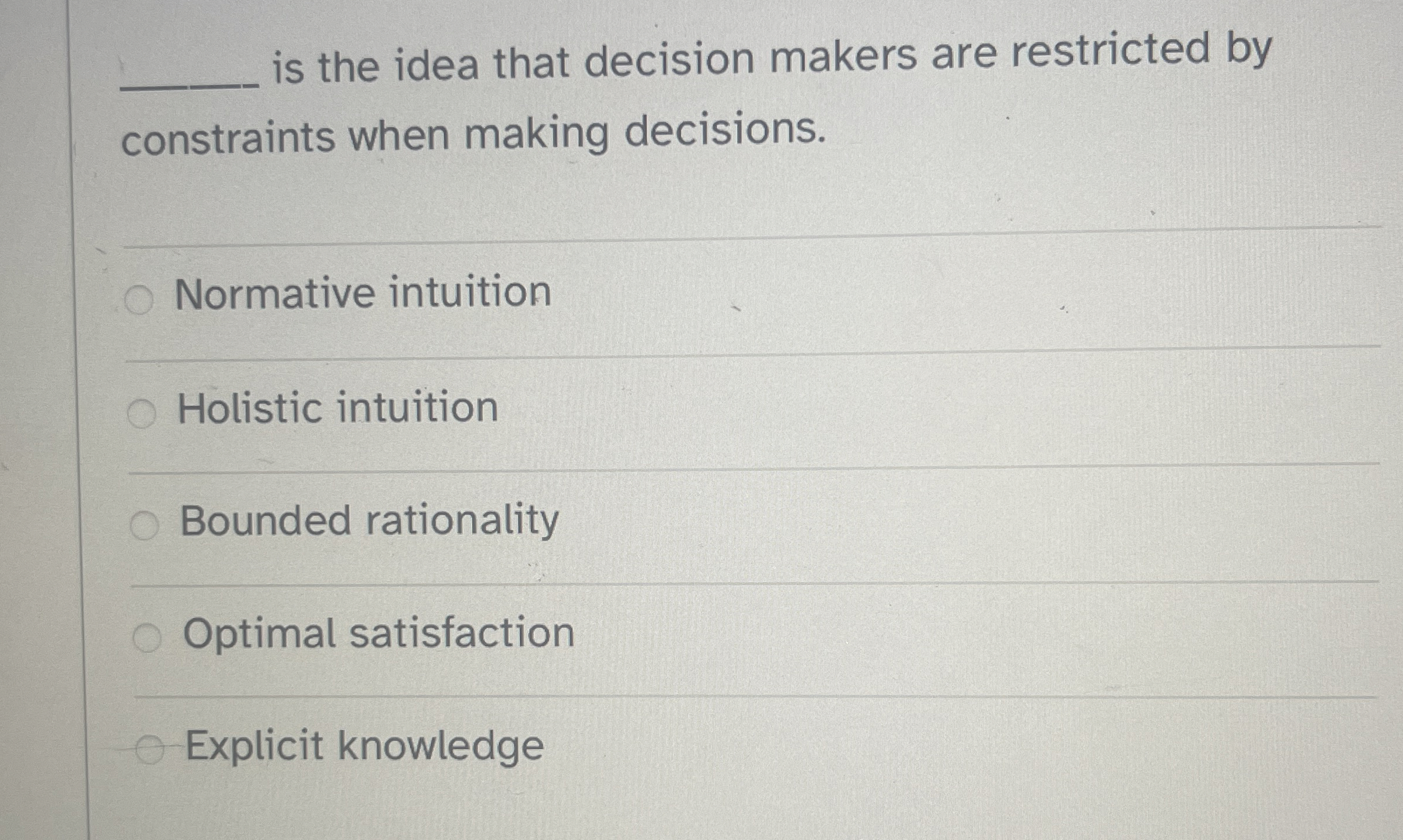 is the idea that decision makers are restricted by constraints when