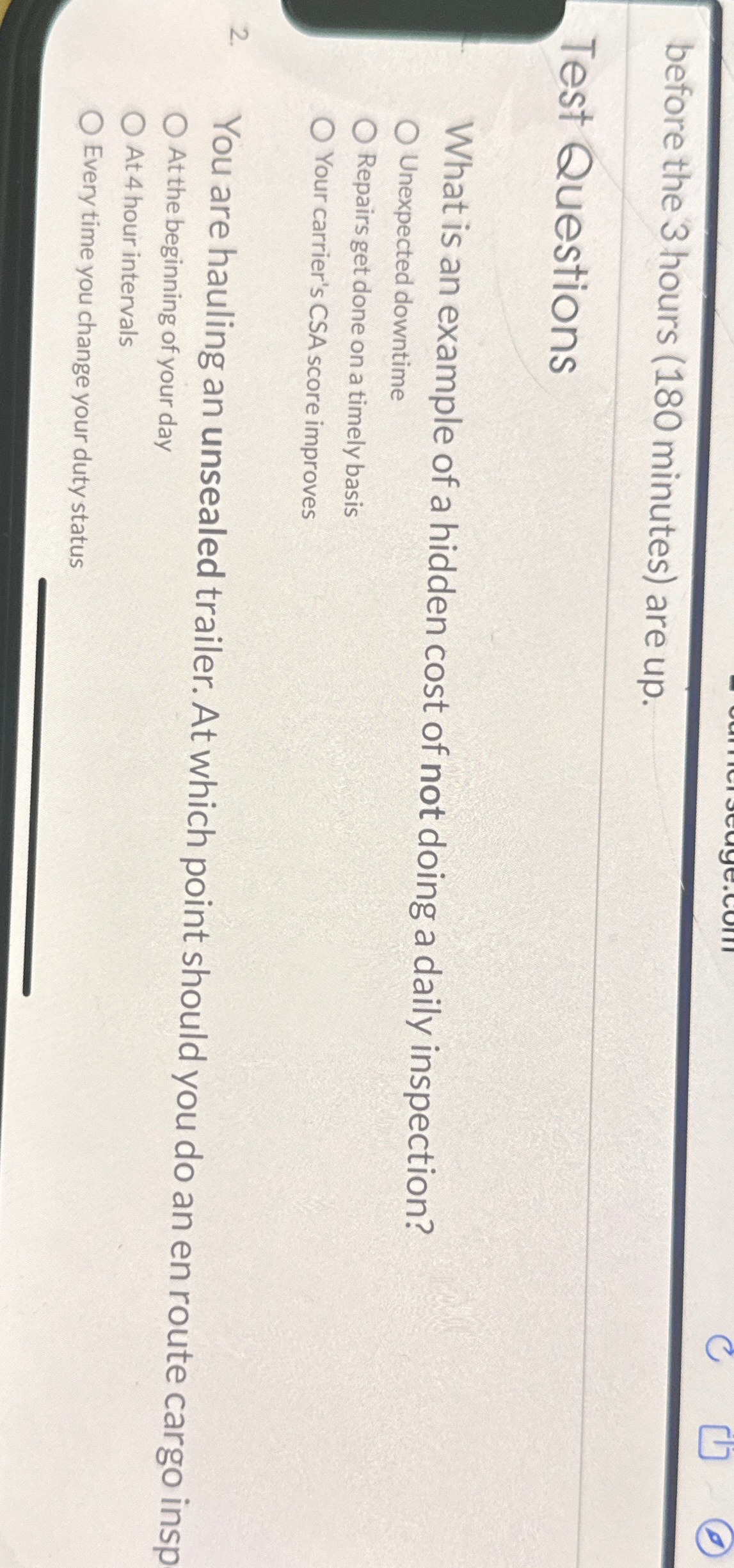  before the 3 hours (180 minutes) are up. Test Questions What